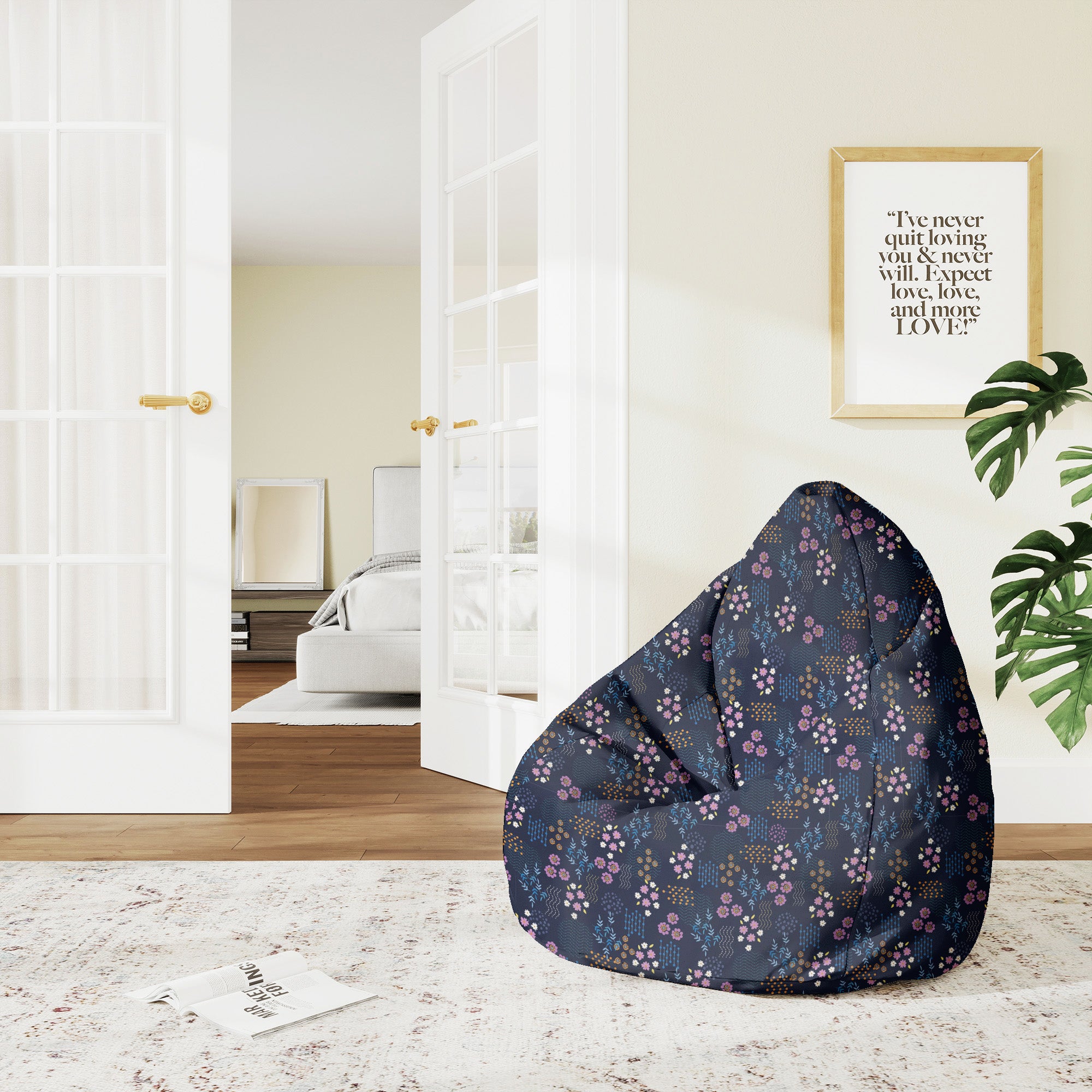Pearshape Pouf Geometric Flower-M-Oxford