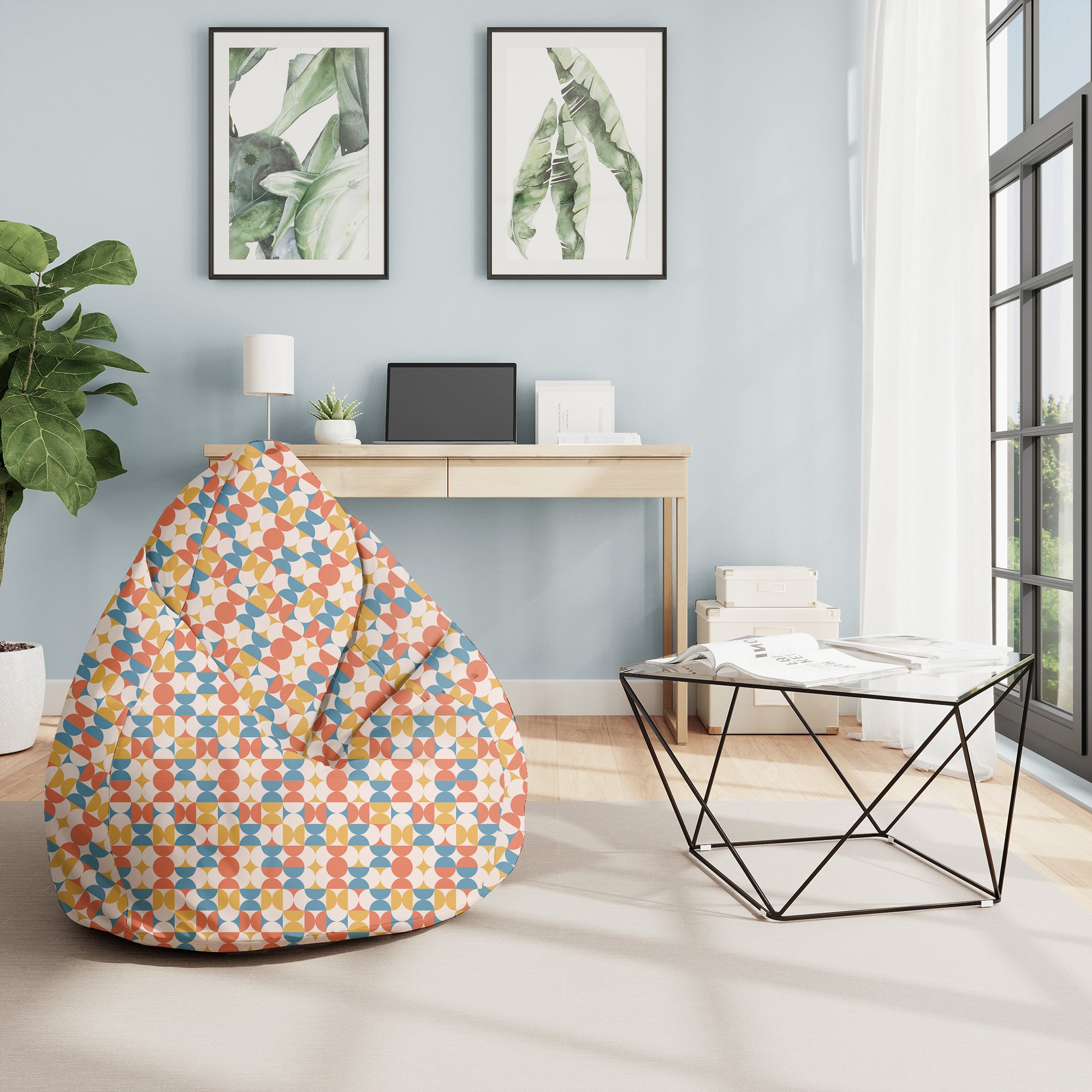 Puf Pearshape Geometrisches Retro-M-Samt