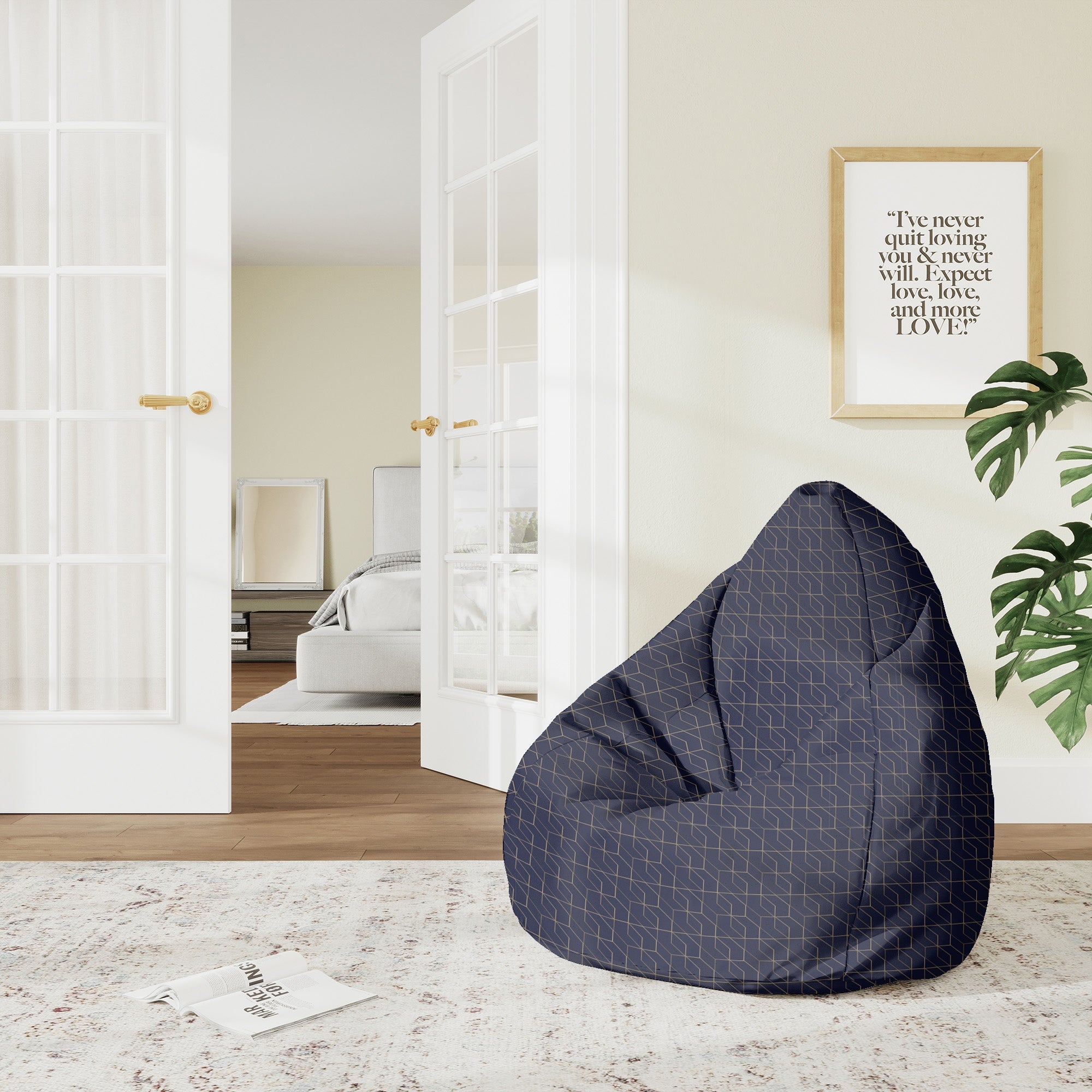 Puf Pearshape Gold Luxus Muster-M-Samt