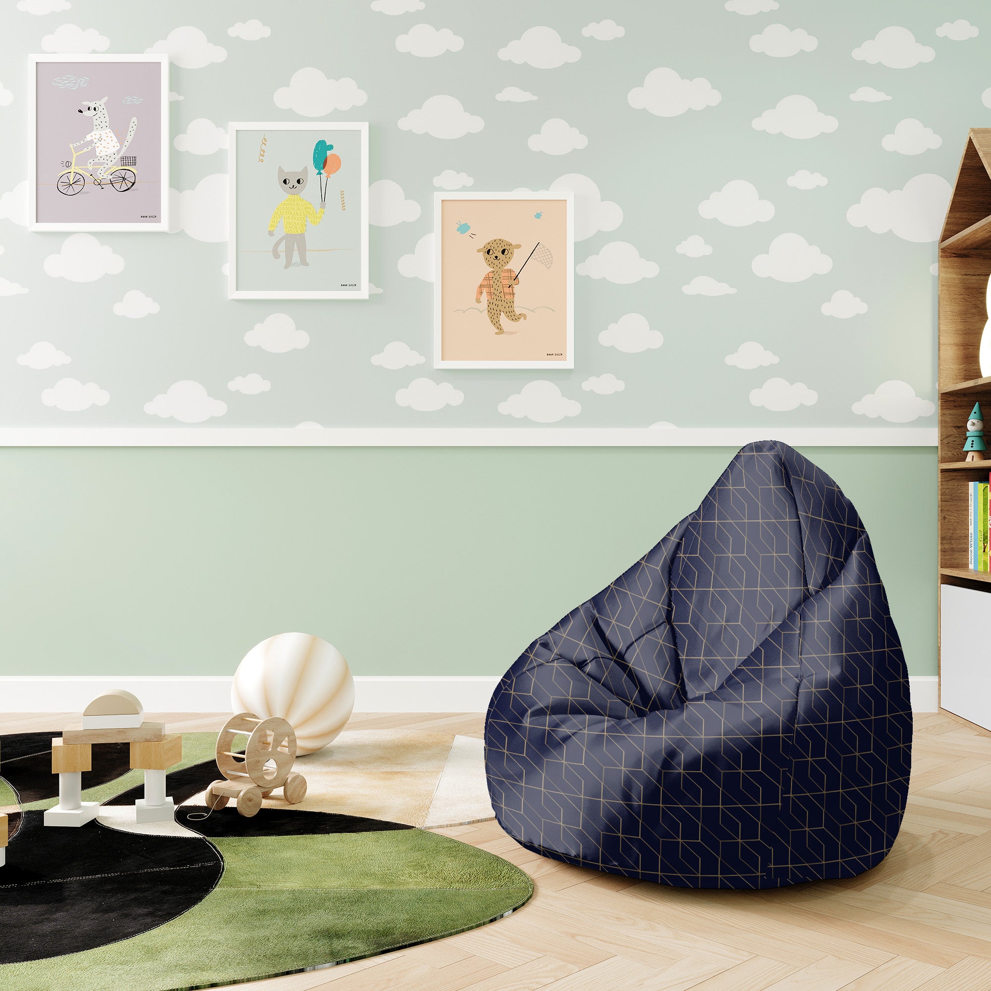 Puf Pearshape Gold Luxus Muster-S-Samt