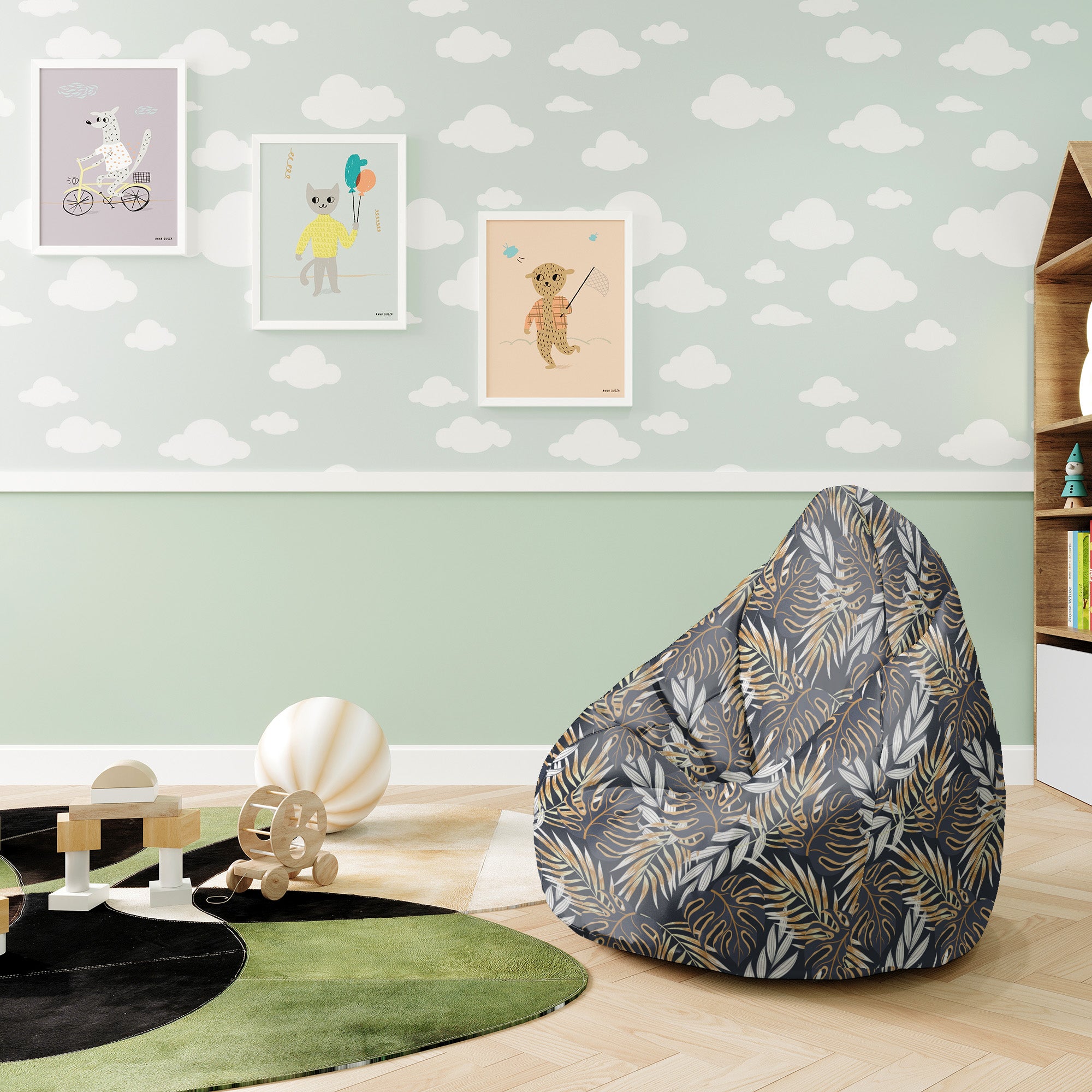 Pearshape Pouf Golden Leaves