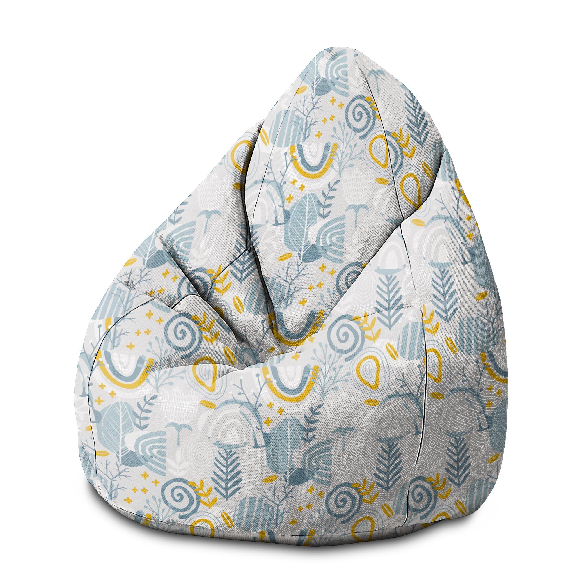 Puf Birnenform Grau Blumenmuster-M-Samt