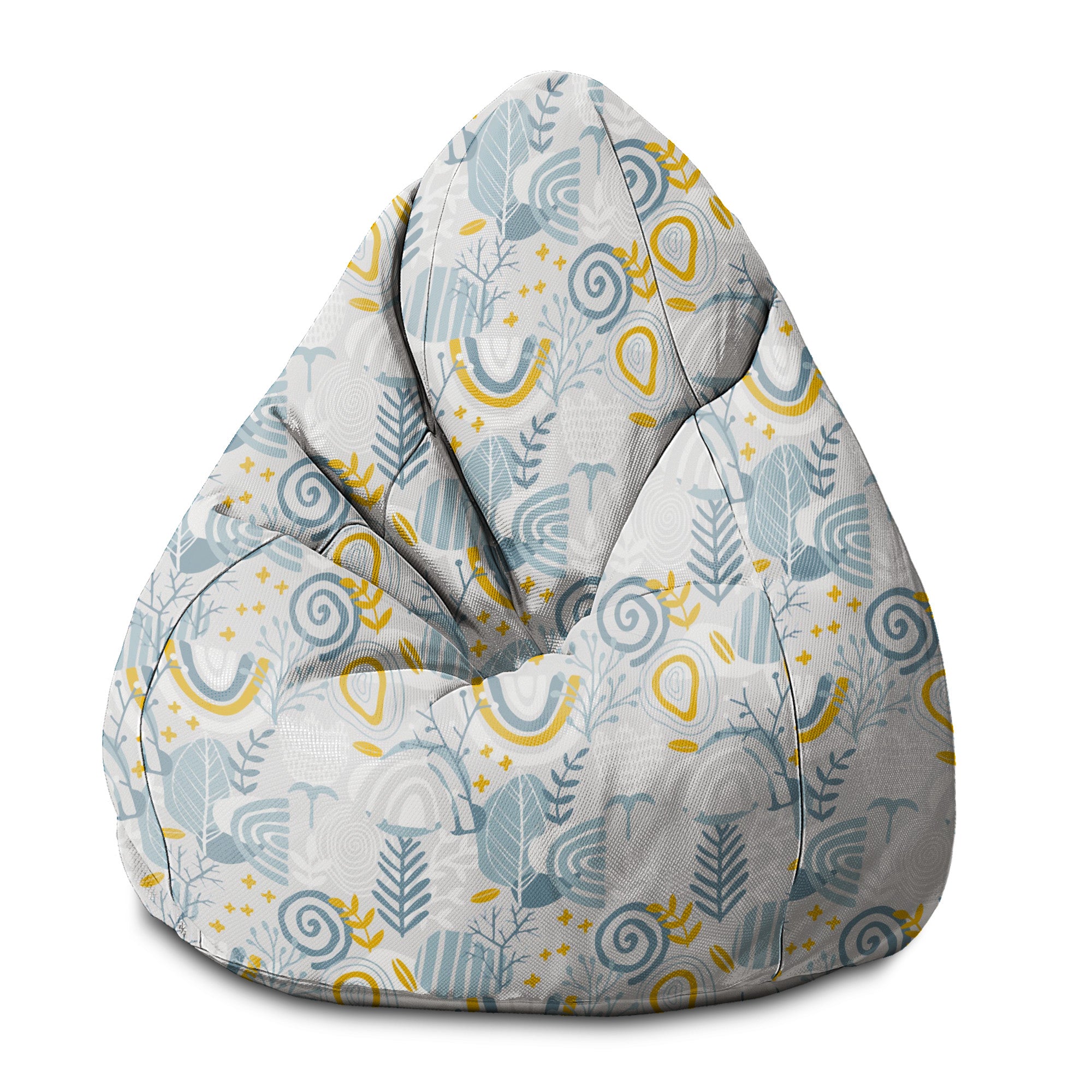 Puf Pearshape Grey Floral Pattern-S-Velvet