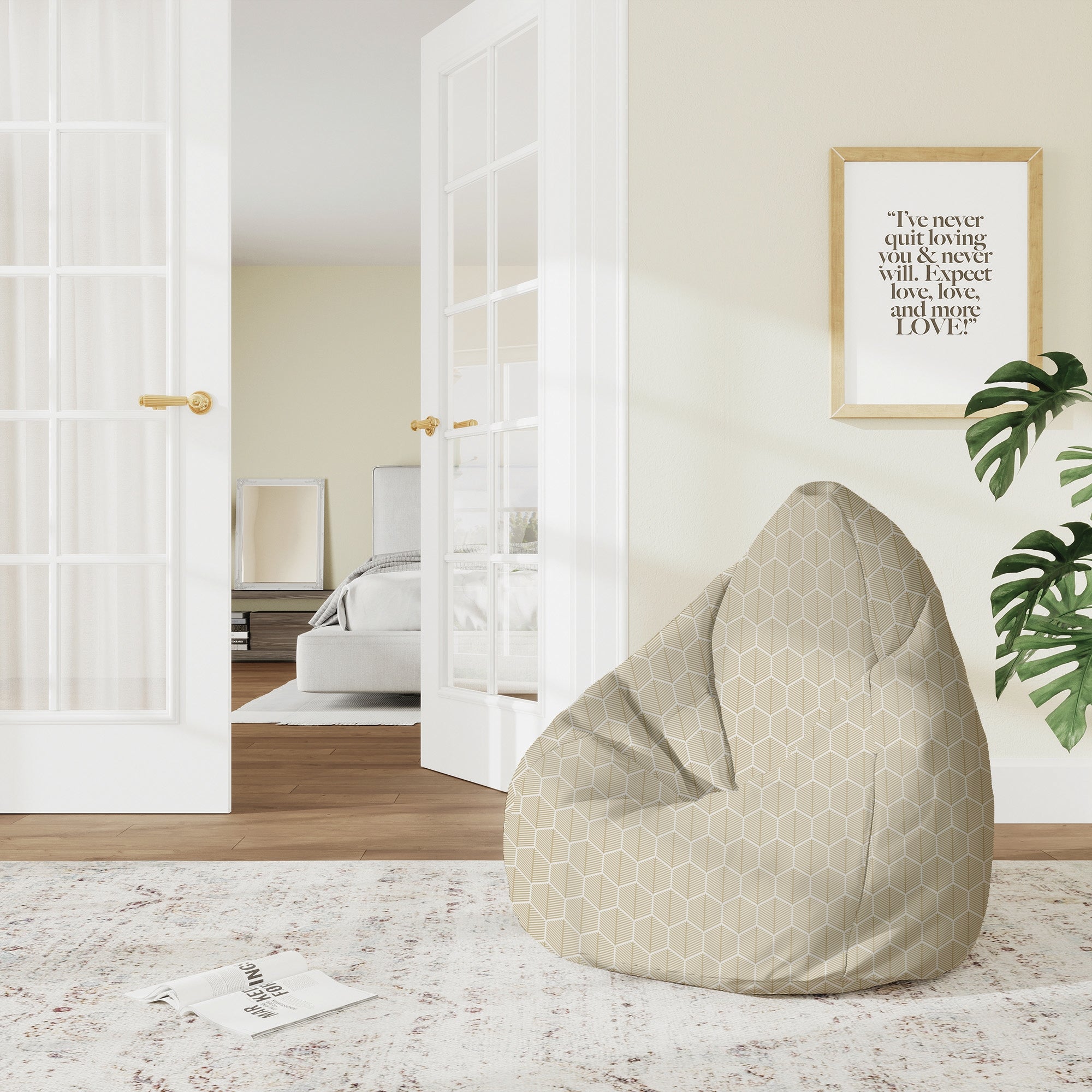 Puf Birnenform Hexagonal Gold-M-Samt