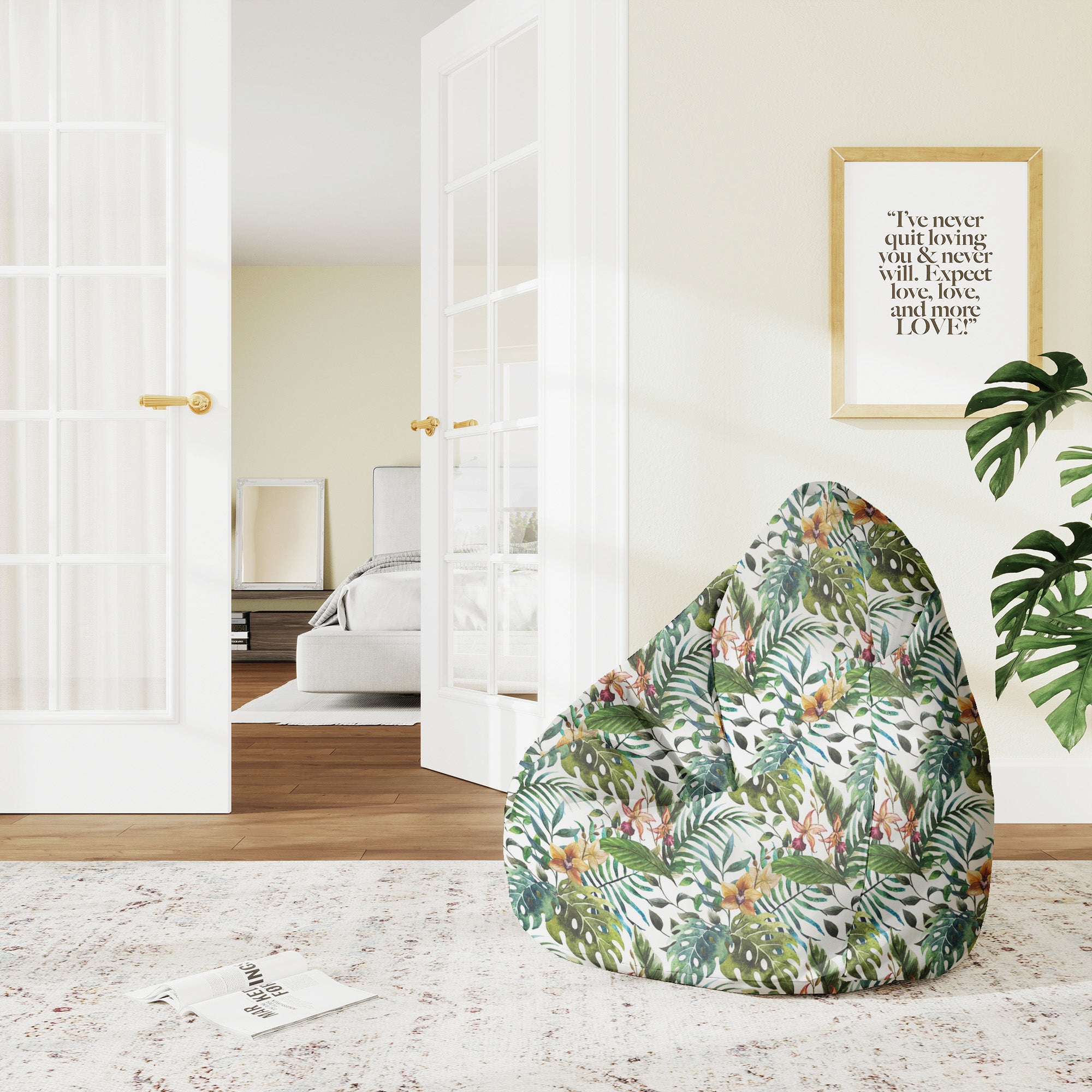 Pearshape Pouf Floral Watercolor-M-Velvet