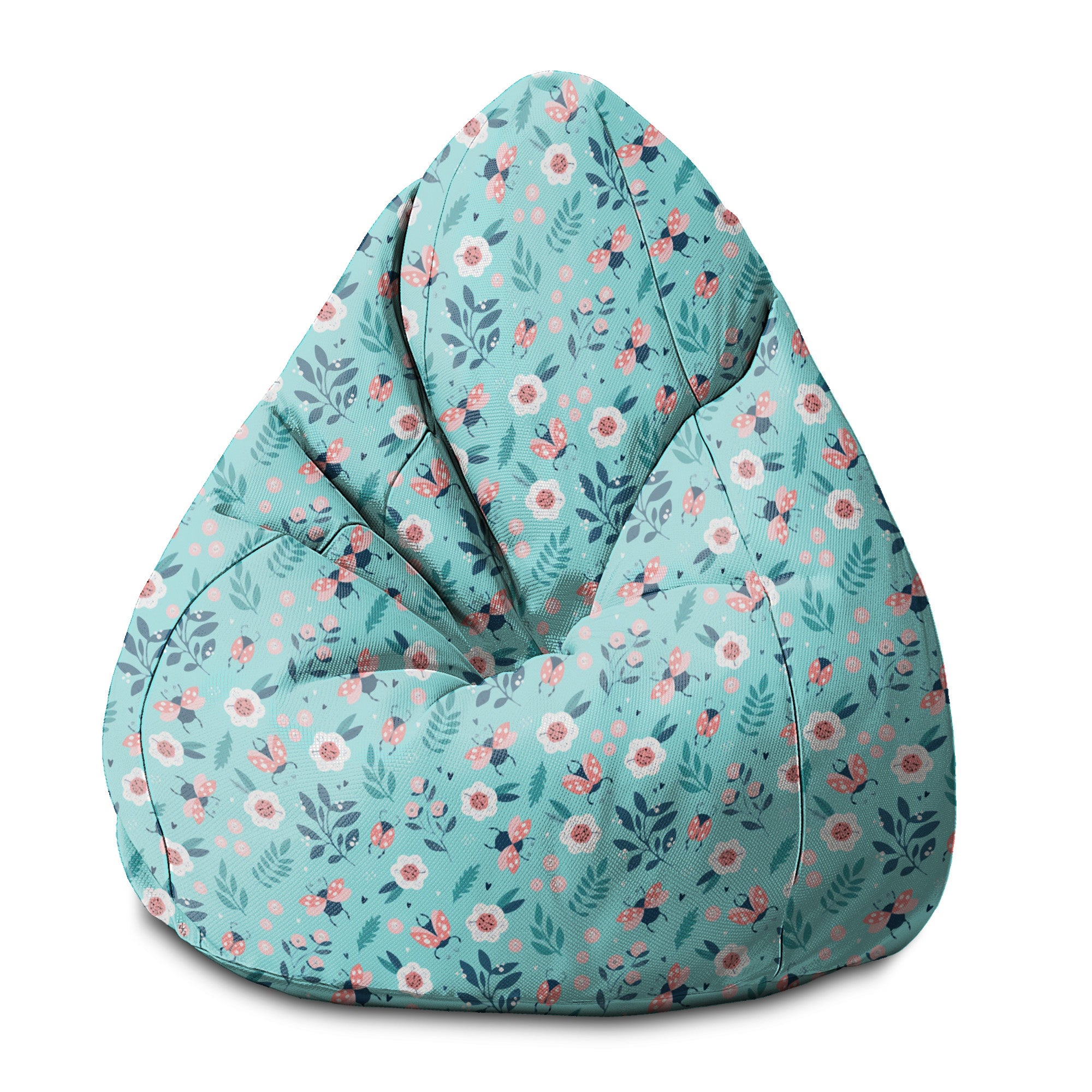 Puf Pearshape Ladybugs and Flowers-S-Velvet