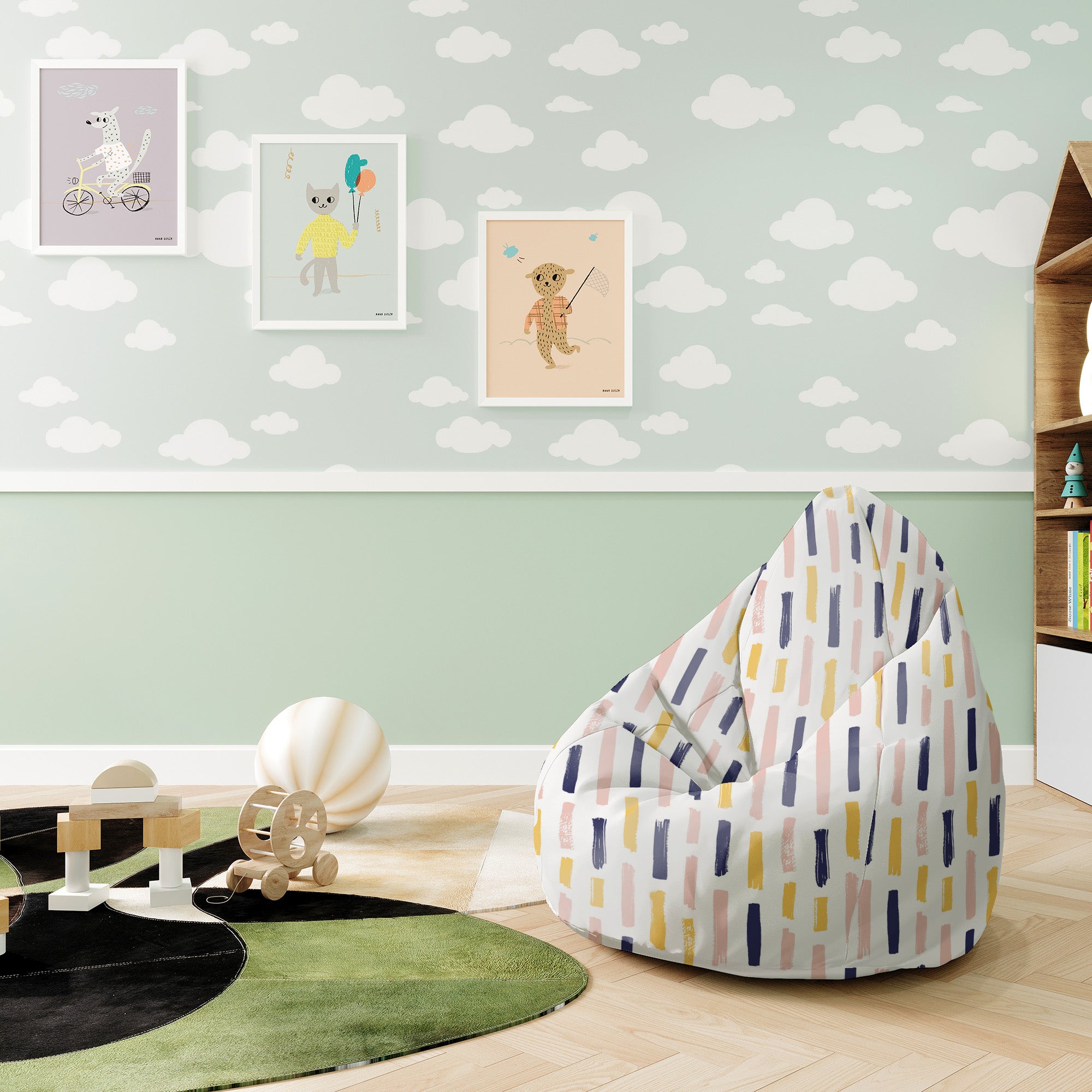 Puf Pearshape Moderné ťahy štetcom-S-Velvet