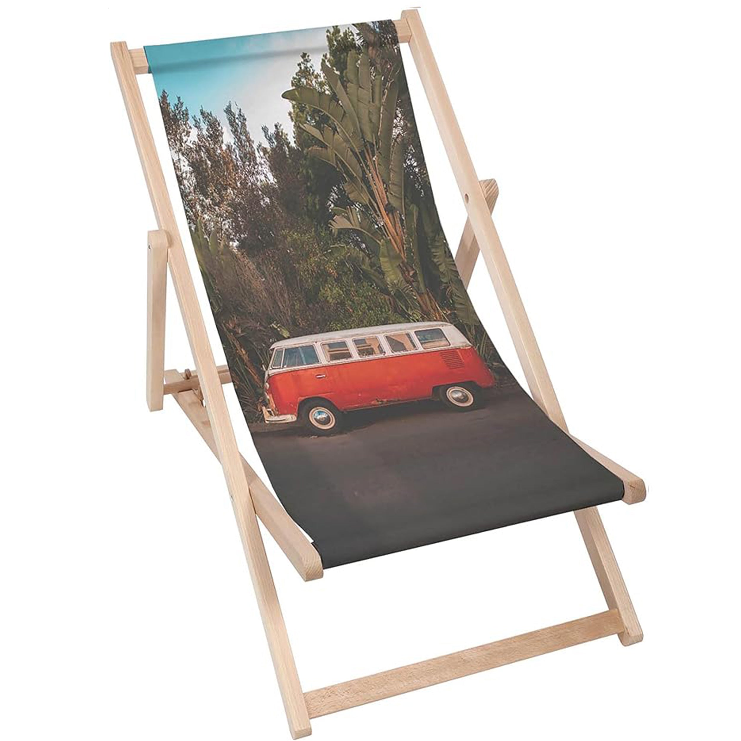 Holzliegestuhl Roter Camper