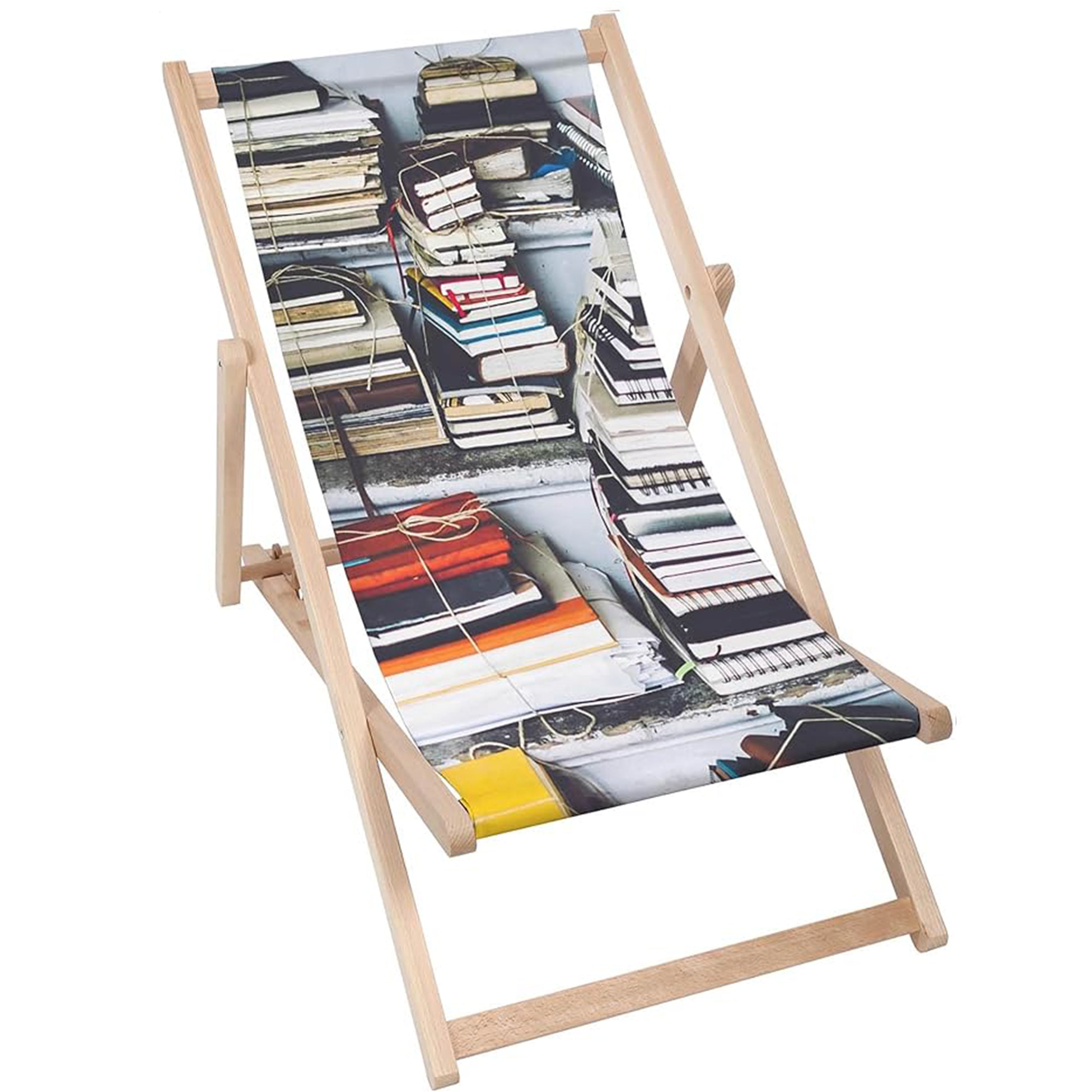 Holzliegestuhl Retro-Bücher