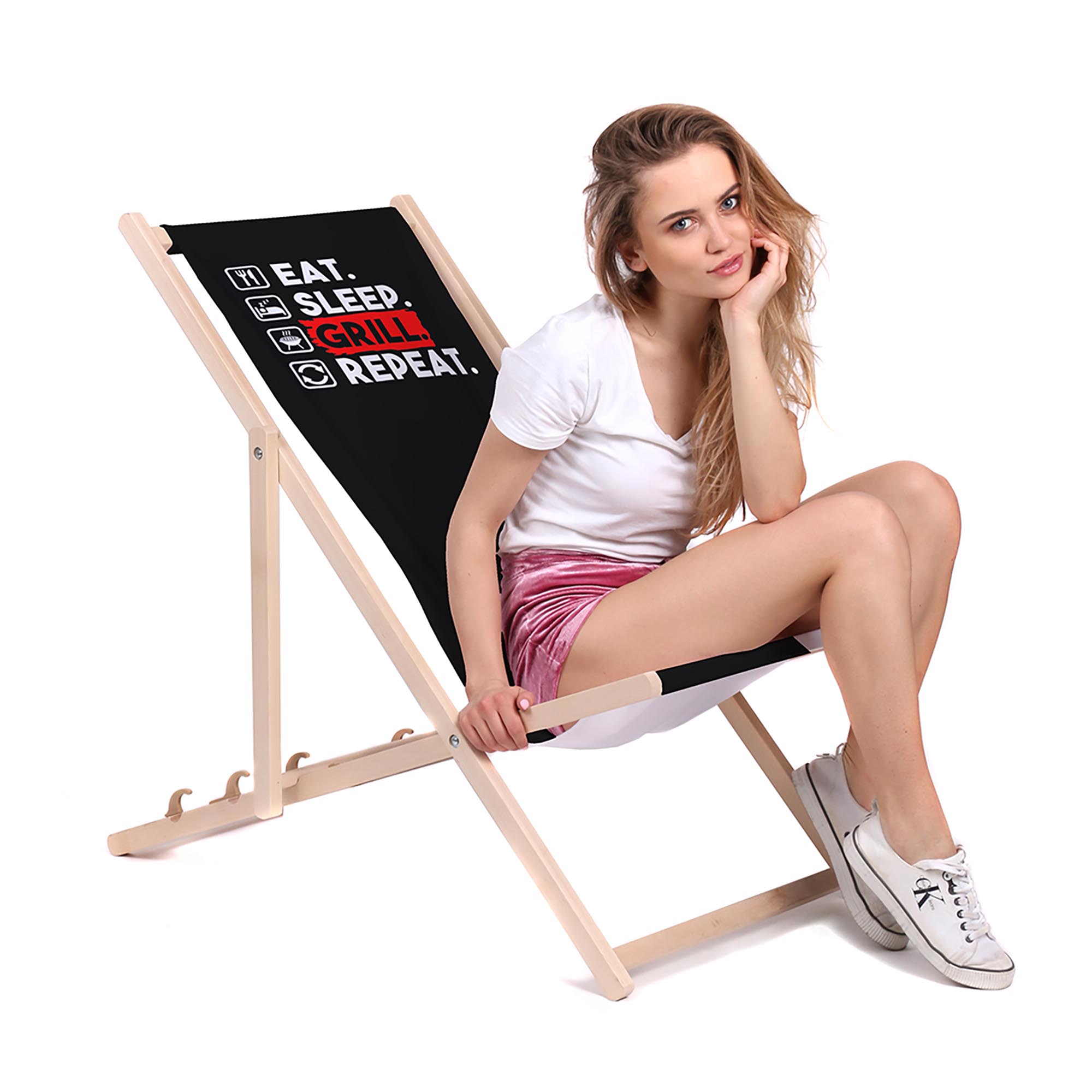 Holztisch Eat Sleep Grill-50x50 CM