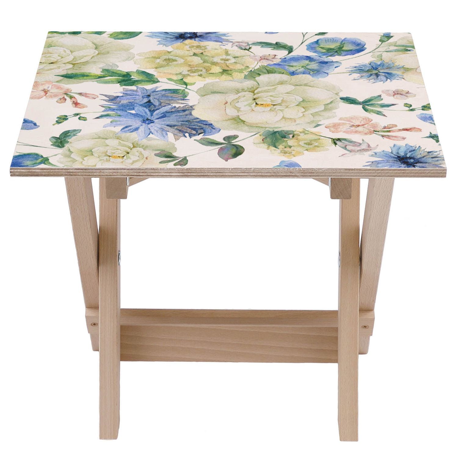 Holztisch Blau Wilde Blumen-30x40 CM