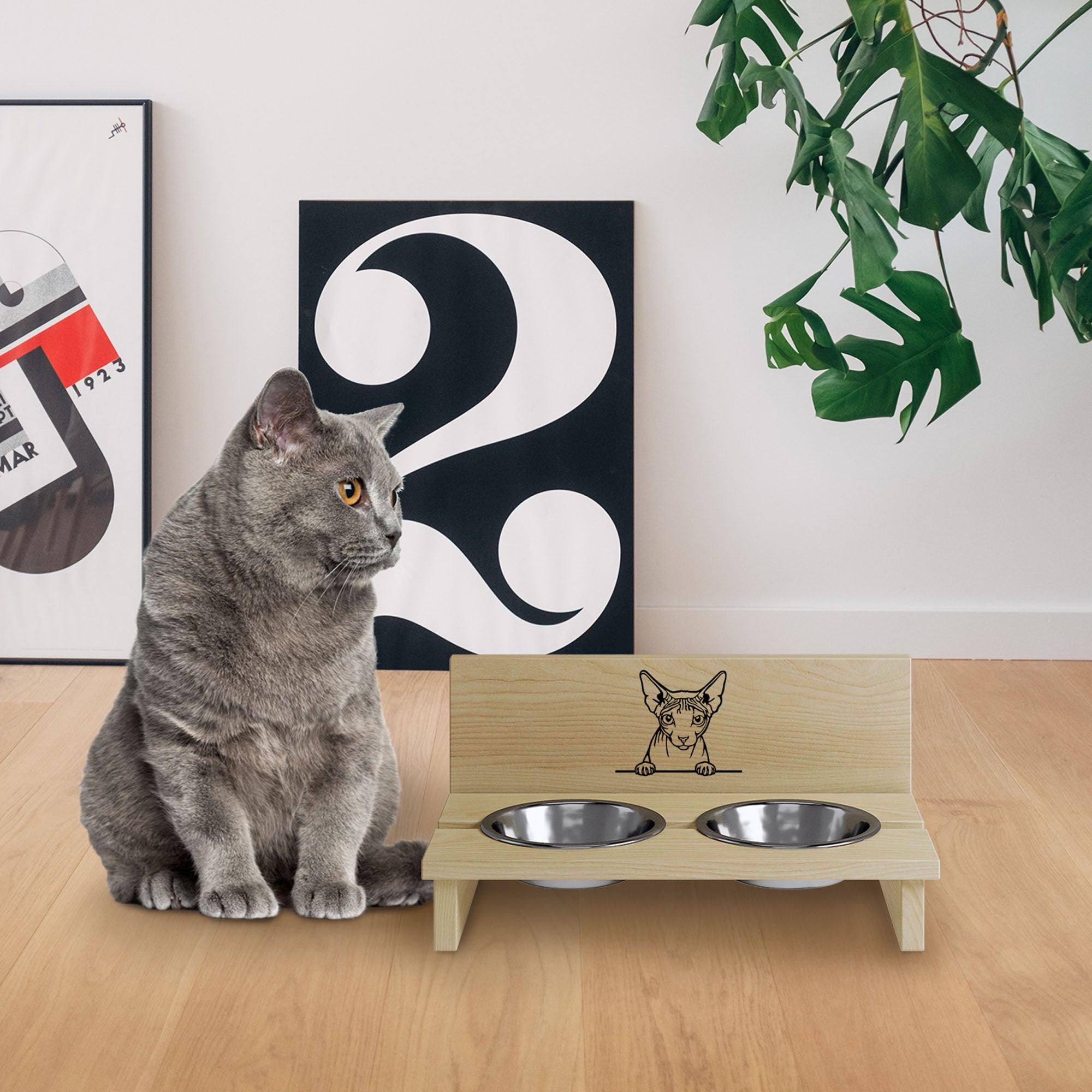 Cat Bowl Stand Don Sphynx-L