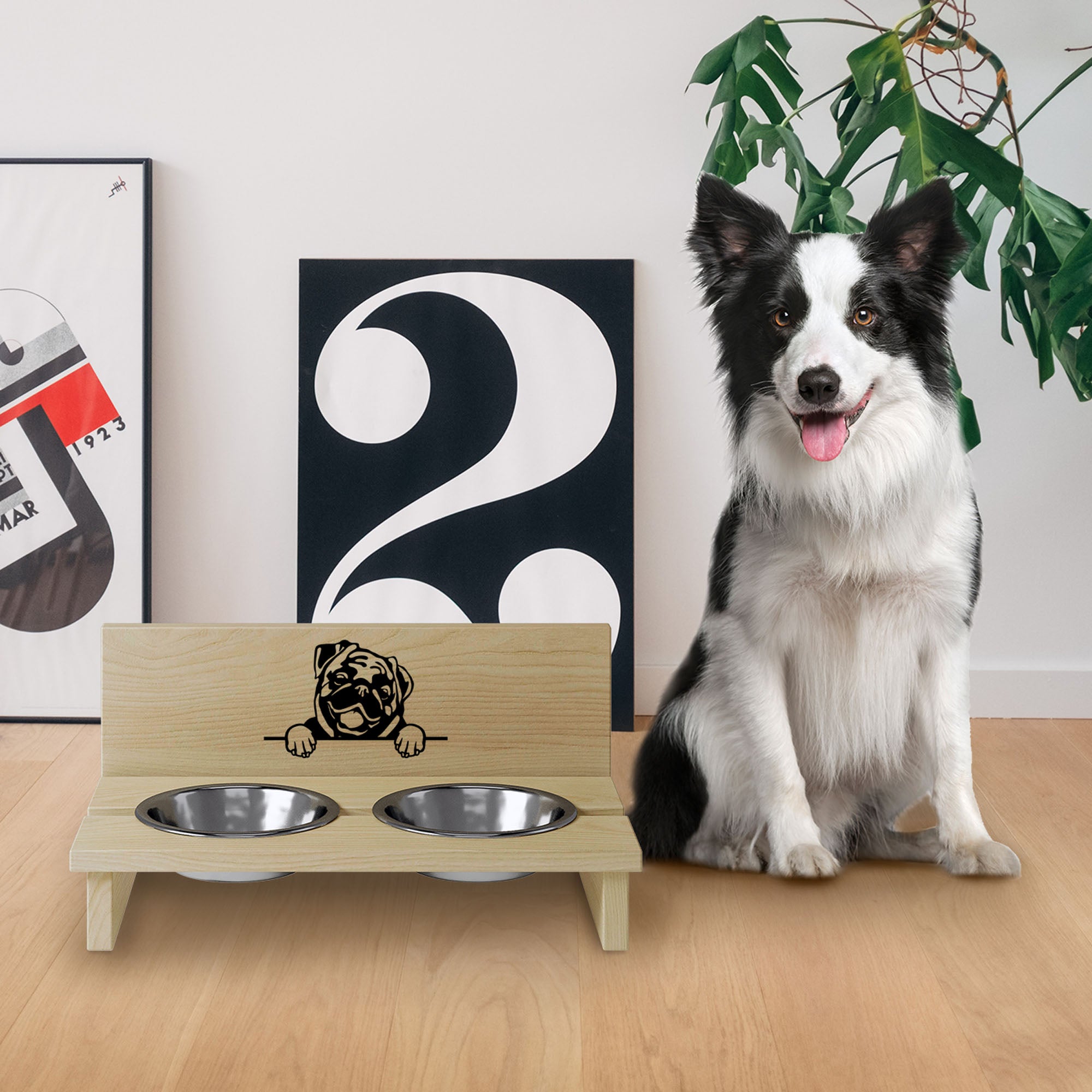 Futternapfständer für Hund Pugs