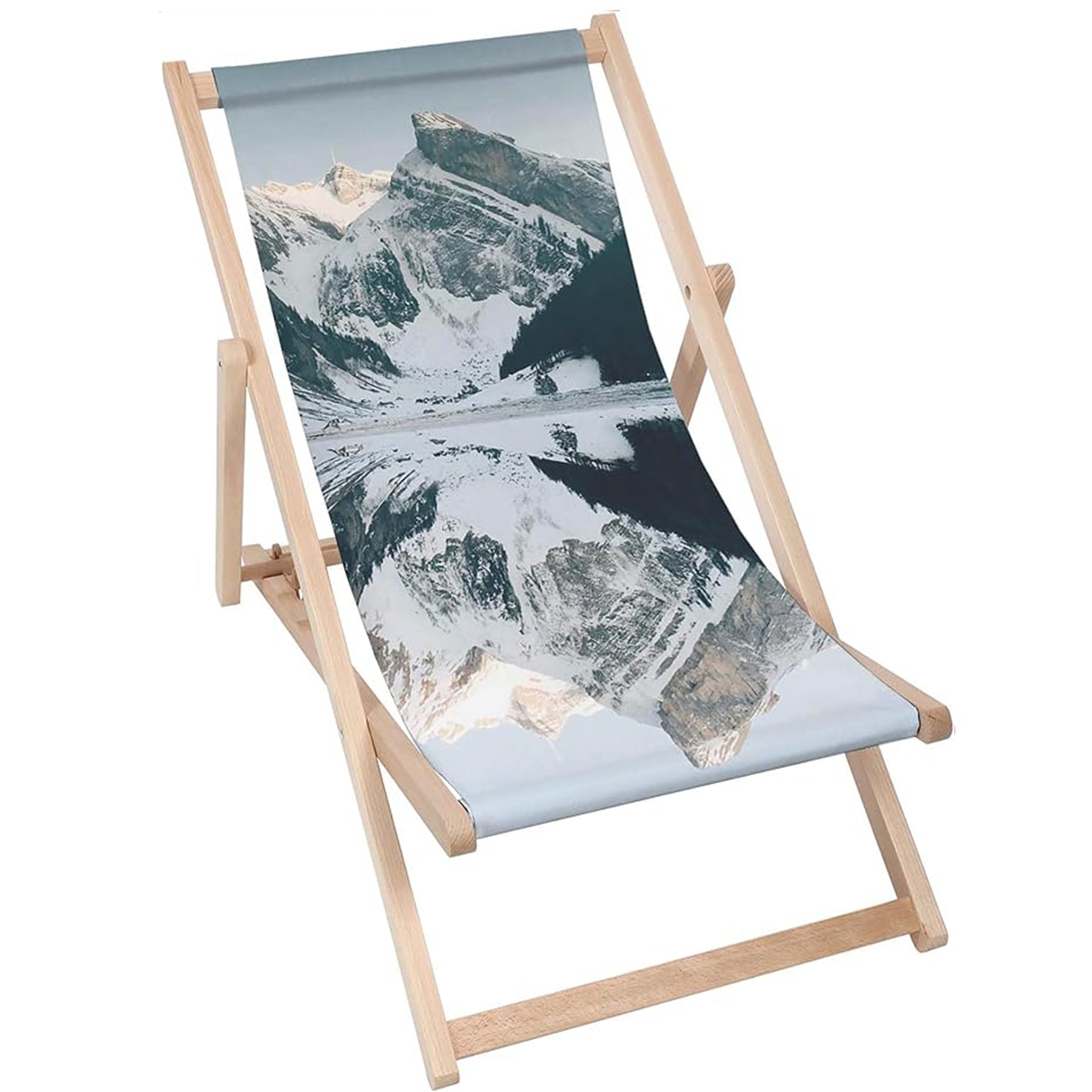 Holzliegestuhl Schneebedeckte Gipfel