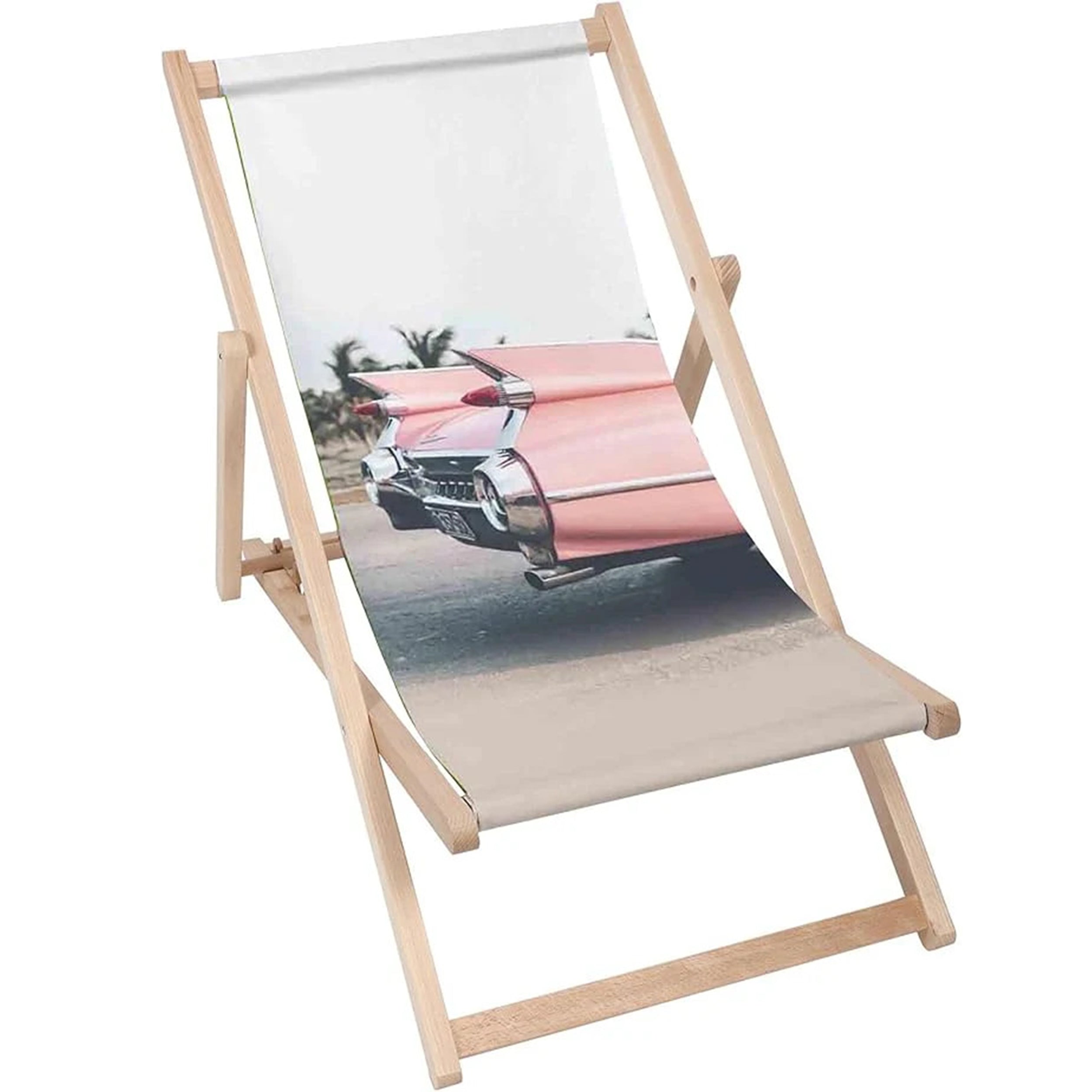 Holzliegestuhl Sommerliches rosa Auto