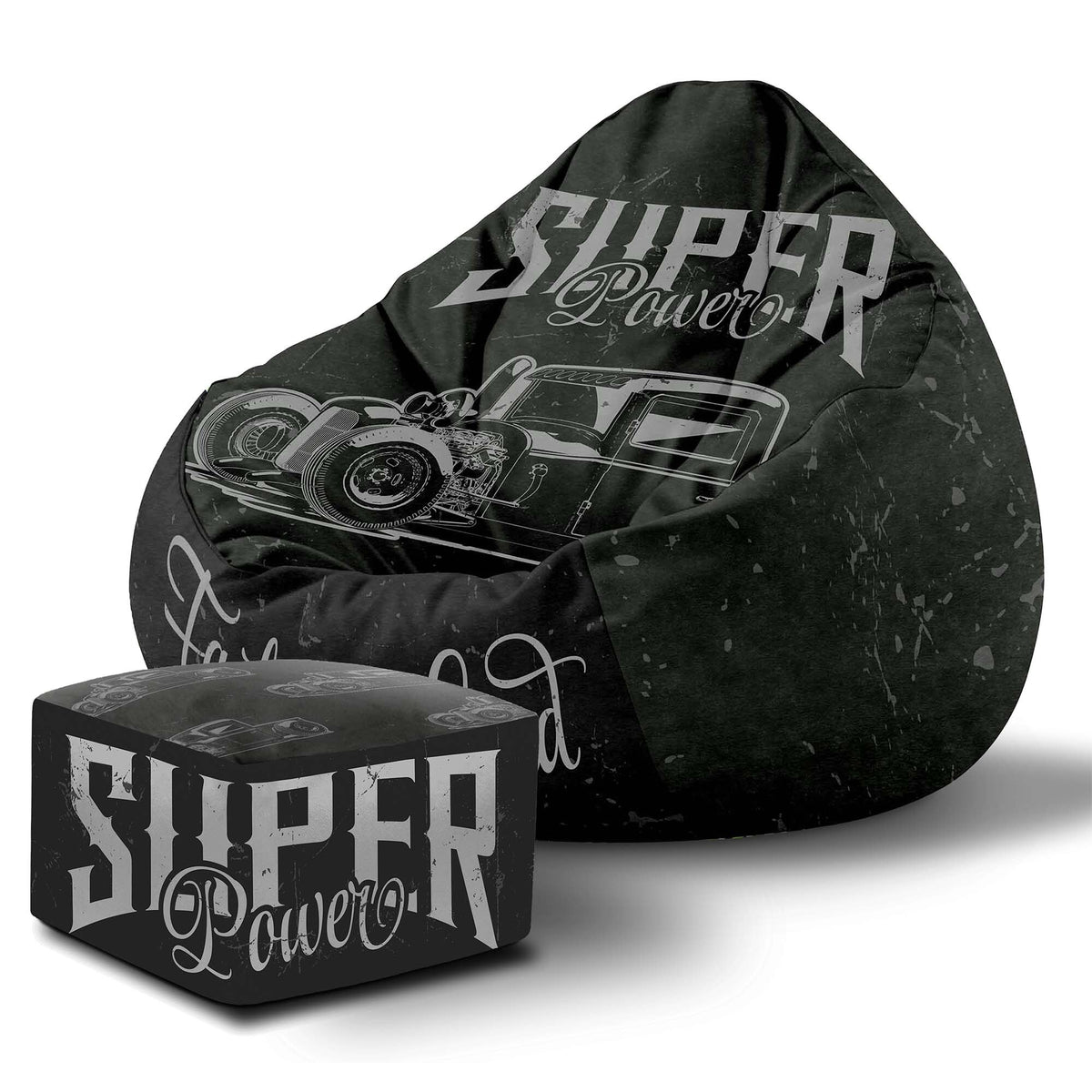 Sitzsack Paradise mit Fußhocker Super Power-Velvet