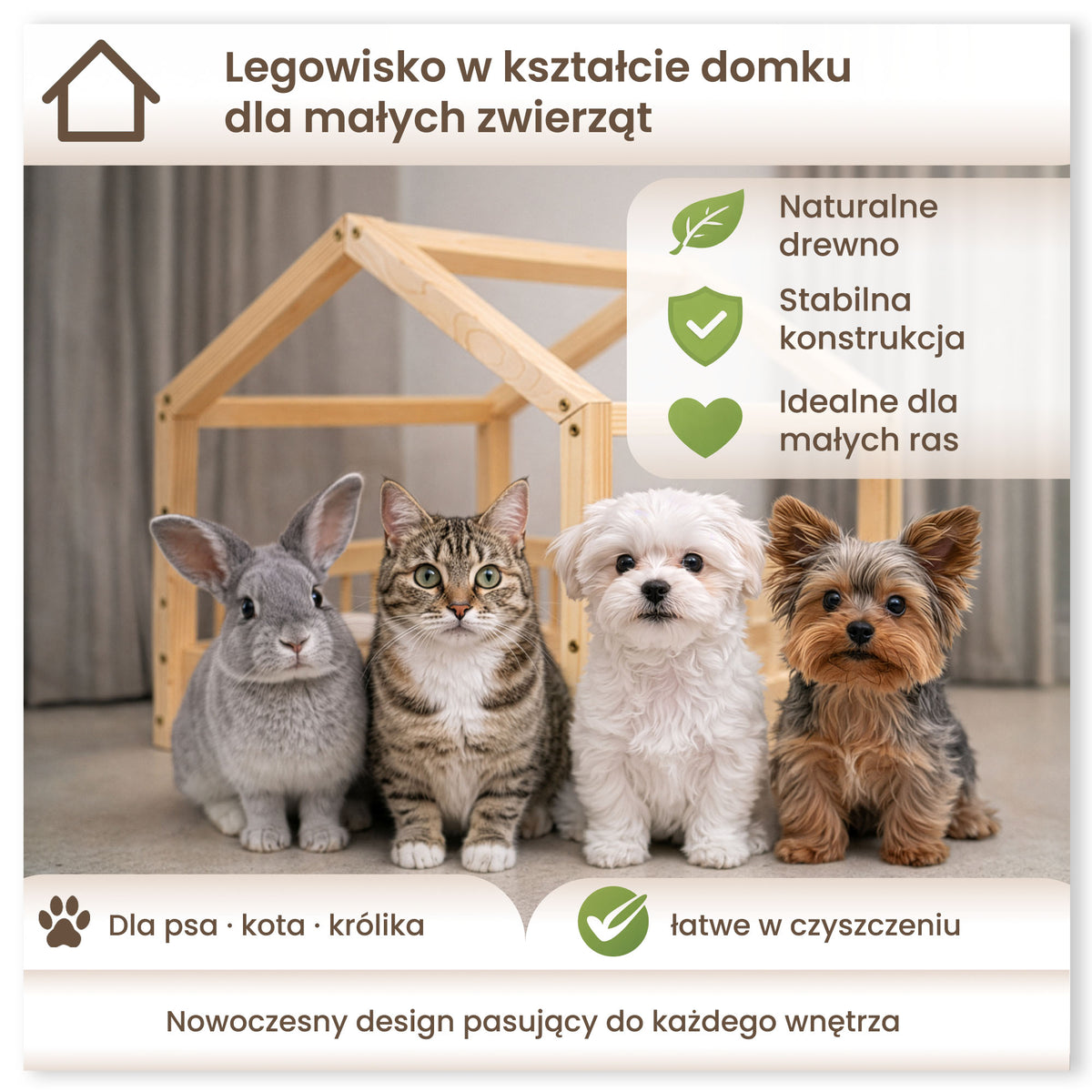 Drewniany Domek dla Zwierząt z Legowiskiem Lapland
