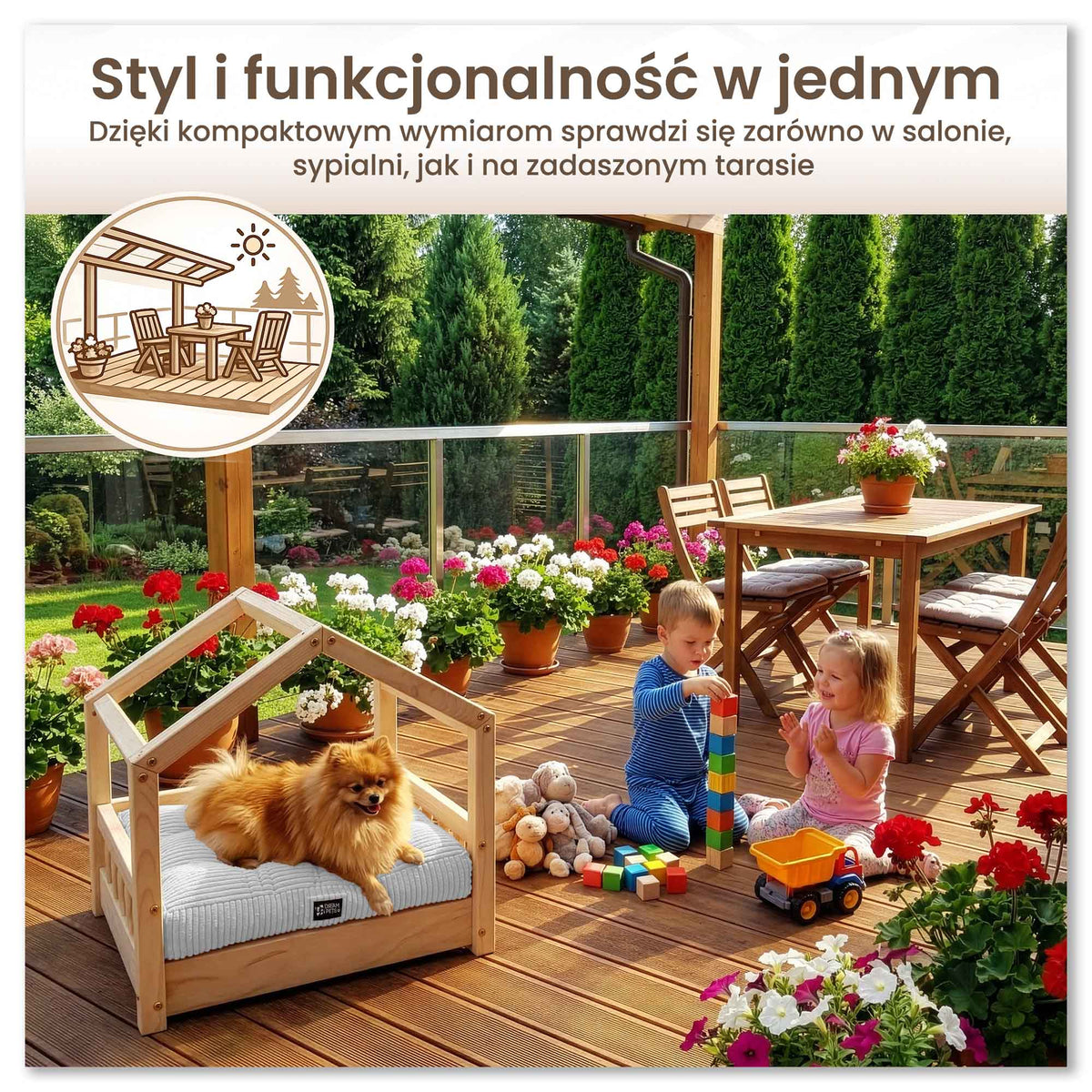 Drewniany Domek dla Zwierząt z Legowiskiem Lapland