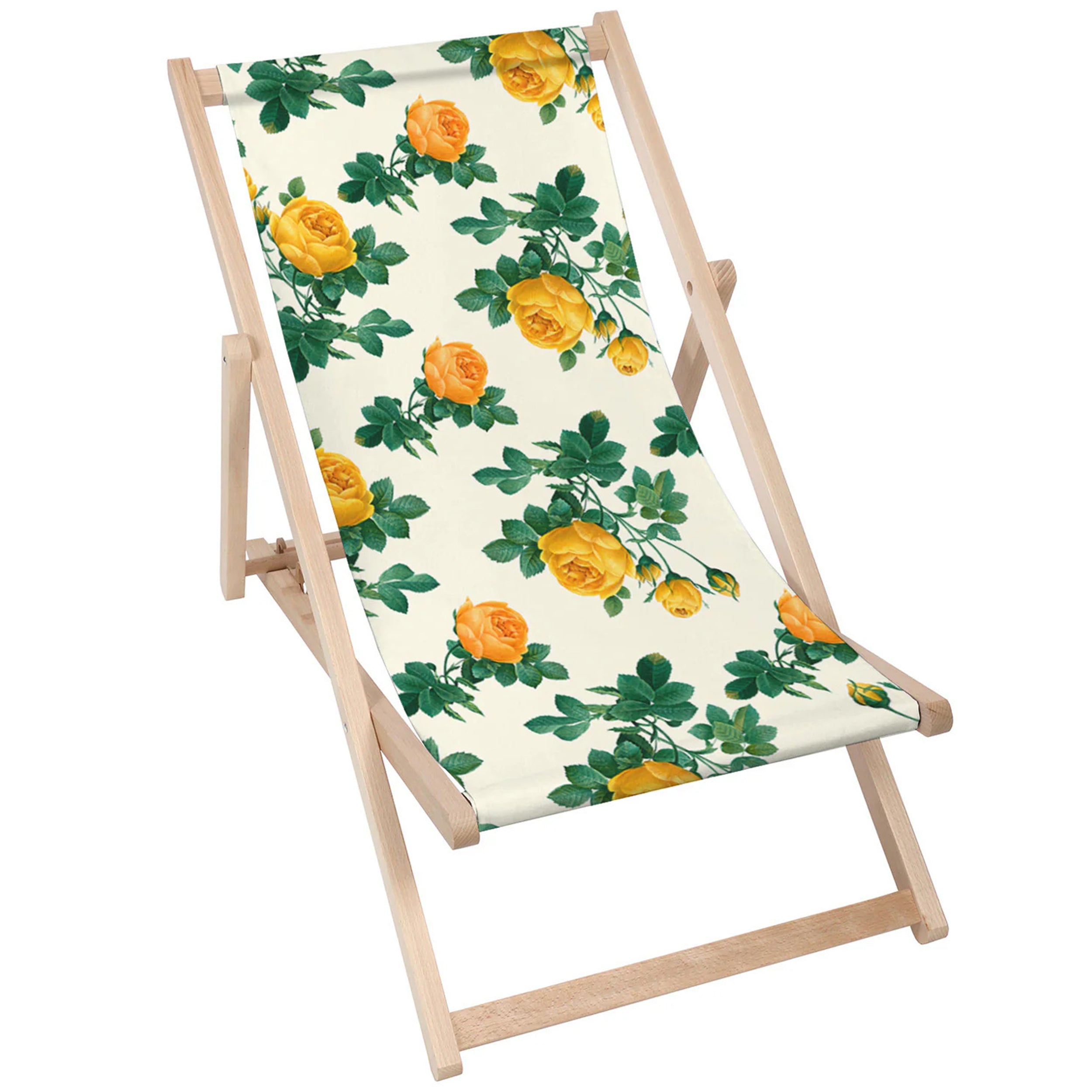Holzliegestuhl Gelbe Rosen