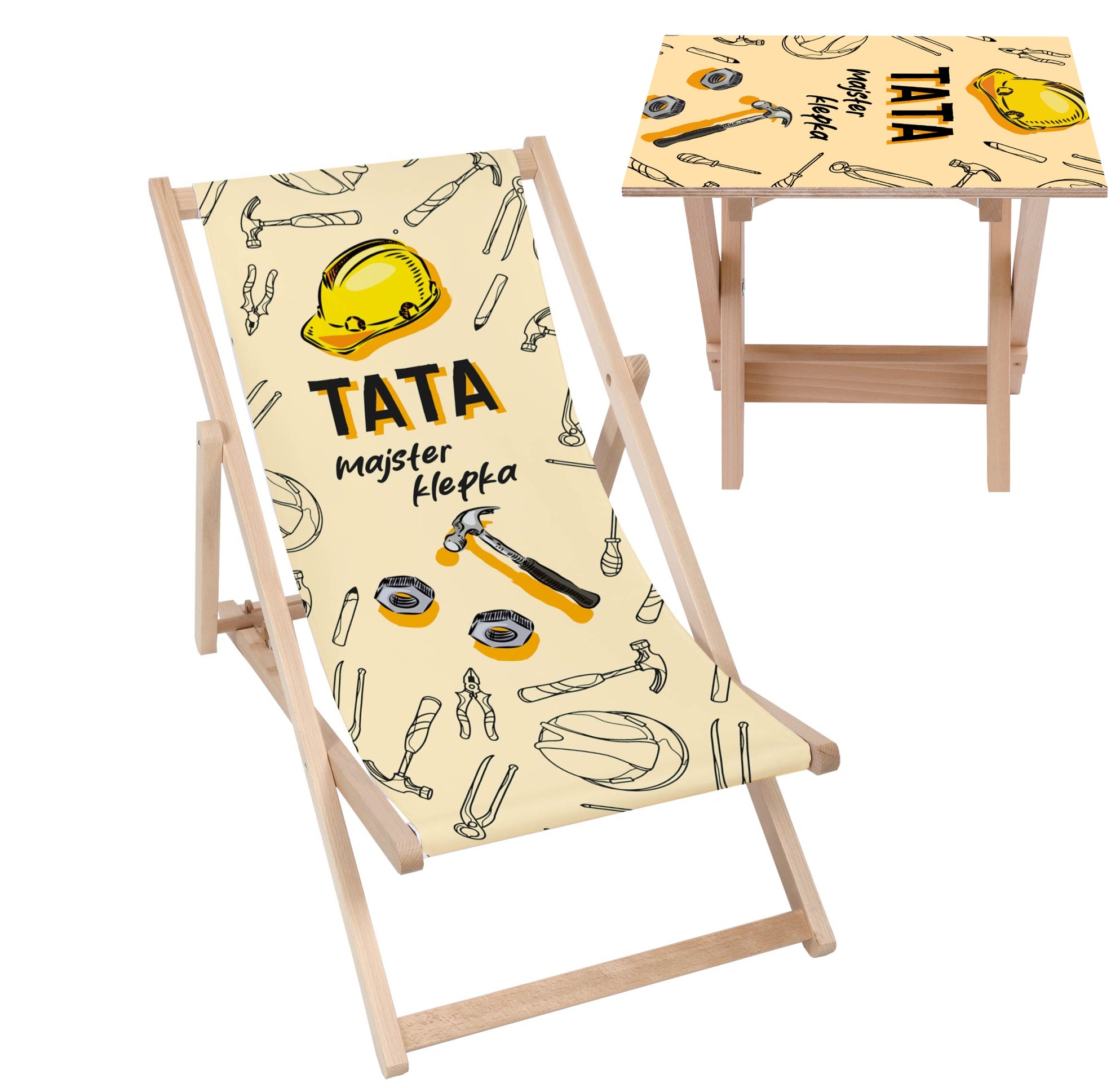 Set Liegestuhl und Tisch Meister Klepka