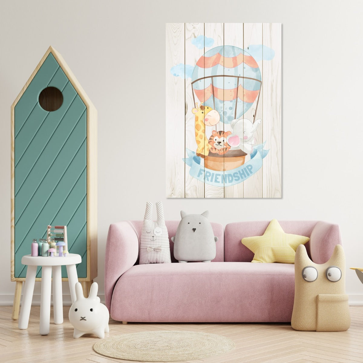 Bild Wood Tierfreunde im Ballon-30x40 cm