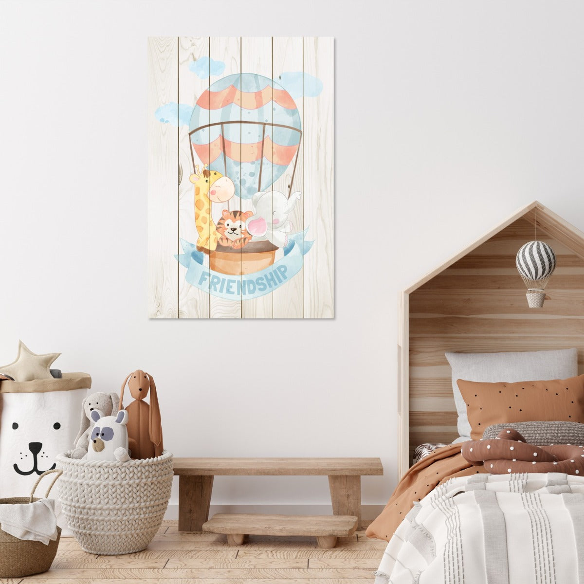 Bild Wood Tierfreunde im Ballon-40x60 cm