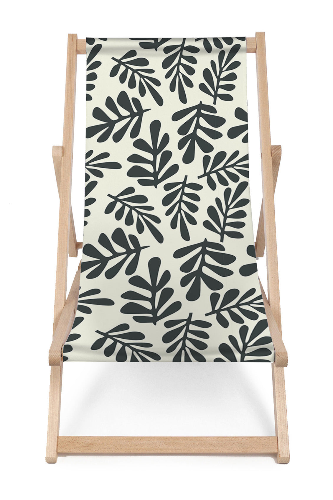 Wooden Deck Chair Artistic Abstract Leaves