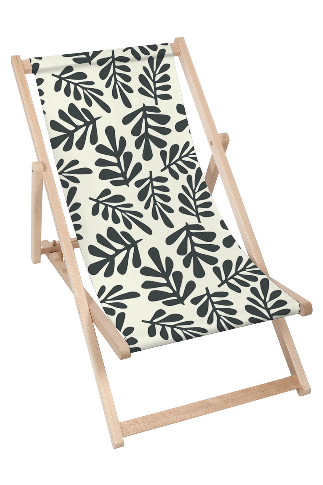 Wooden Deck Chair Artistic Abstract Leaves