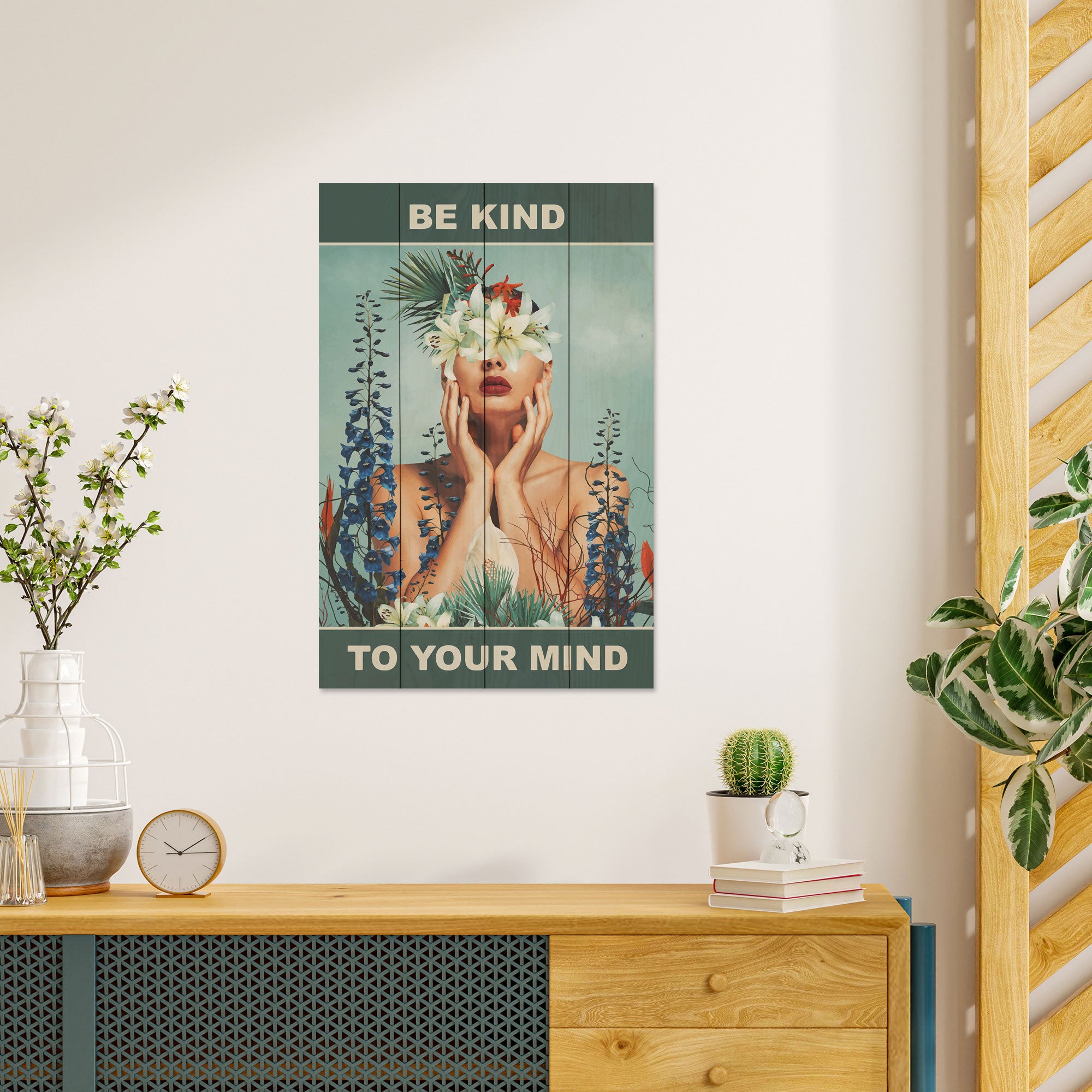 Bild Wood Sei nett zu deinem Geist-60x90 cm