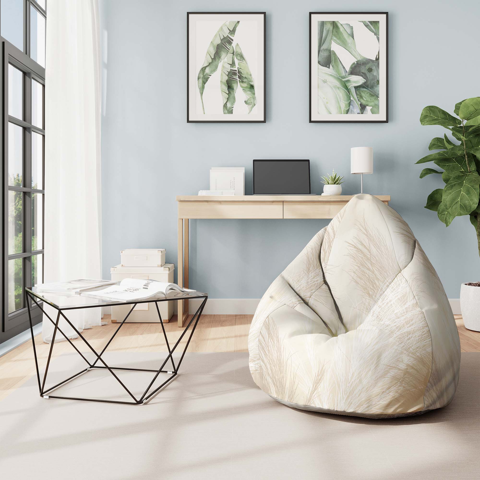 Sitzsack Birnenform Beige Warmes Pampasgras-Samt