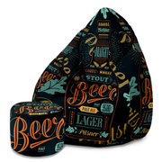 Sitzpouf Birnenform mit Fußstütze Schwarzes Bier-Oxford