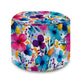 Round pouf footstool Big Flowers-Velvet