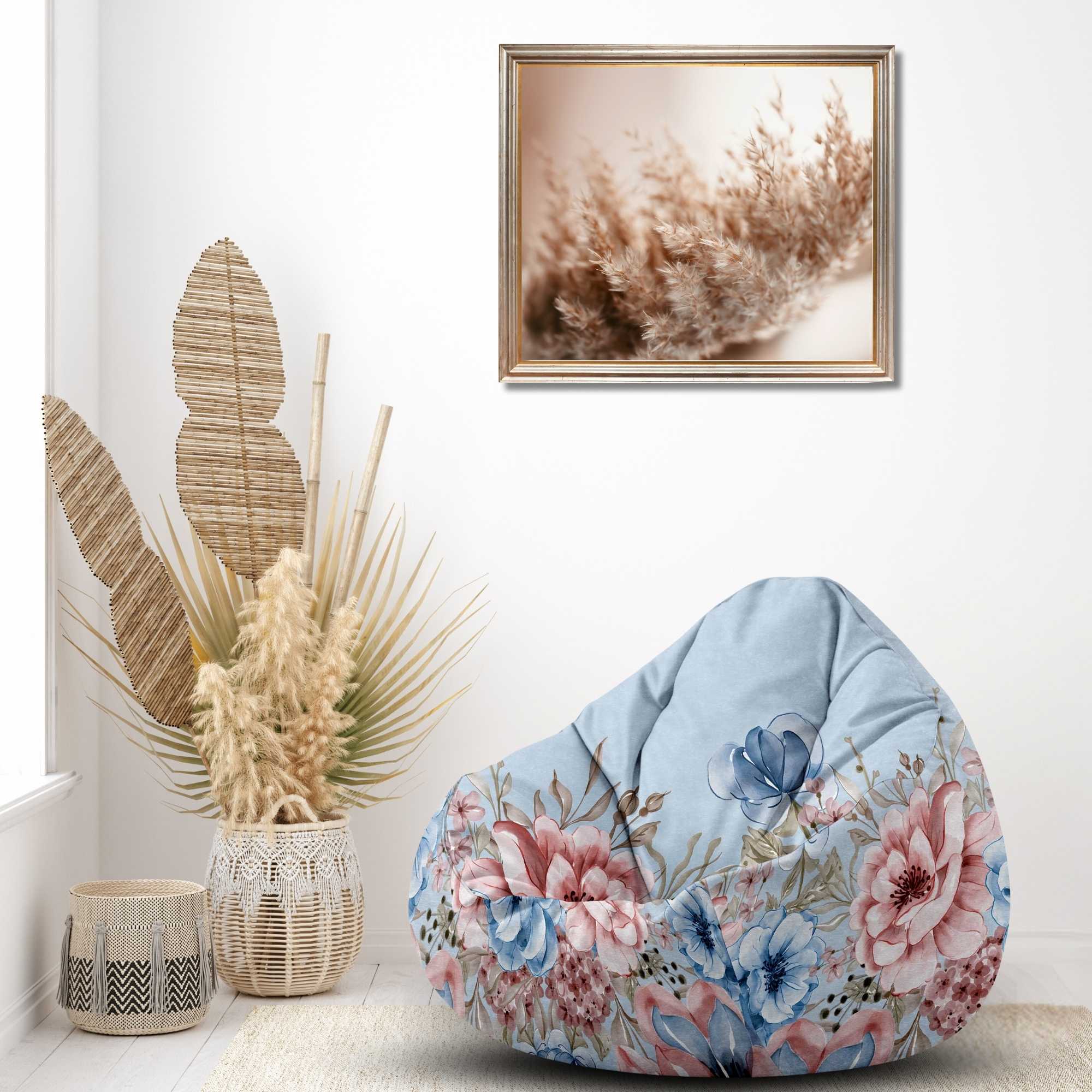 Puf Paradise Blaue und Rosa Rosen