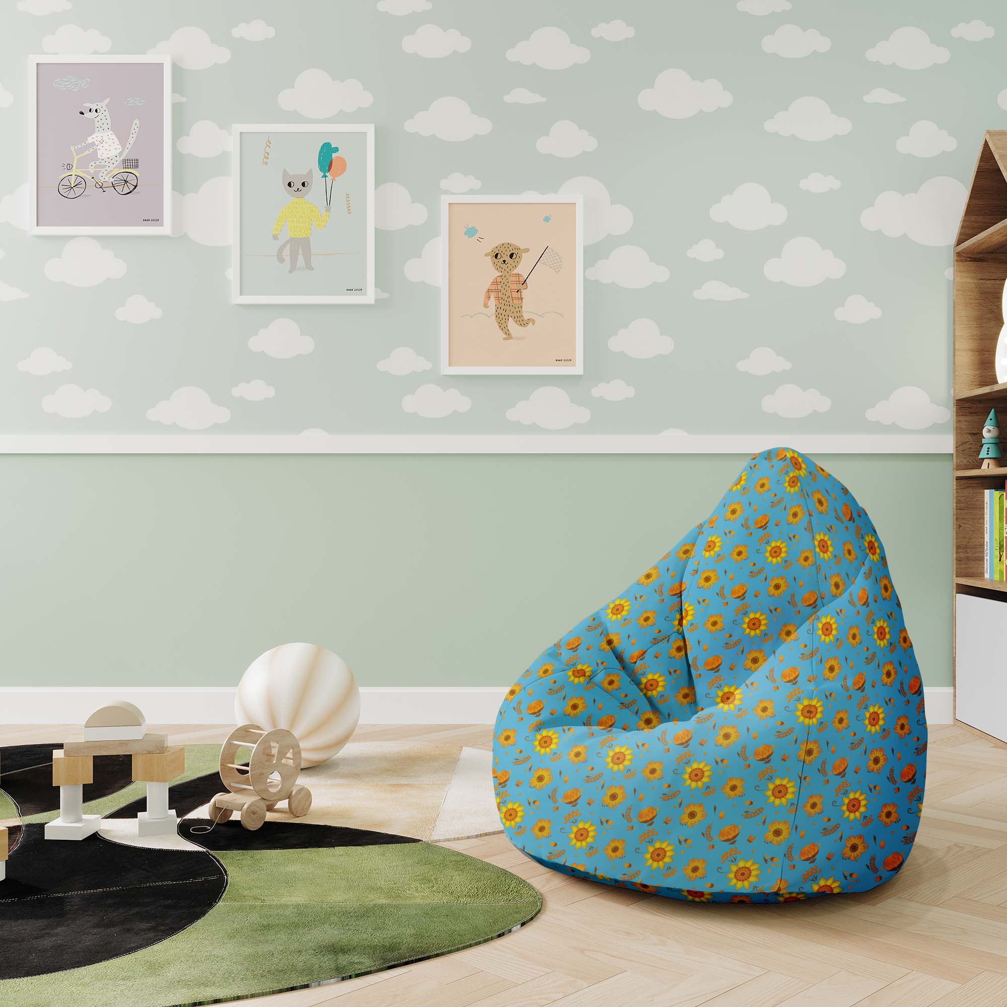 Puf Pearshape Blue Paradise-S-Oxford