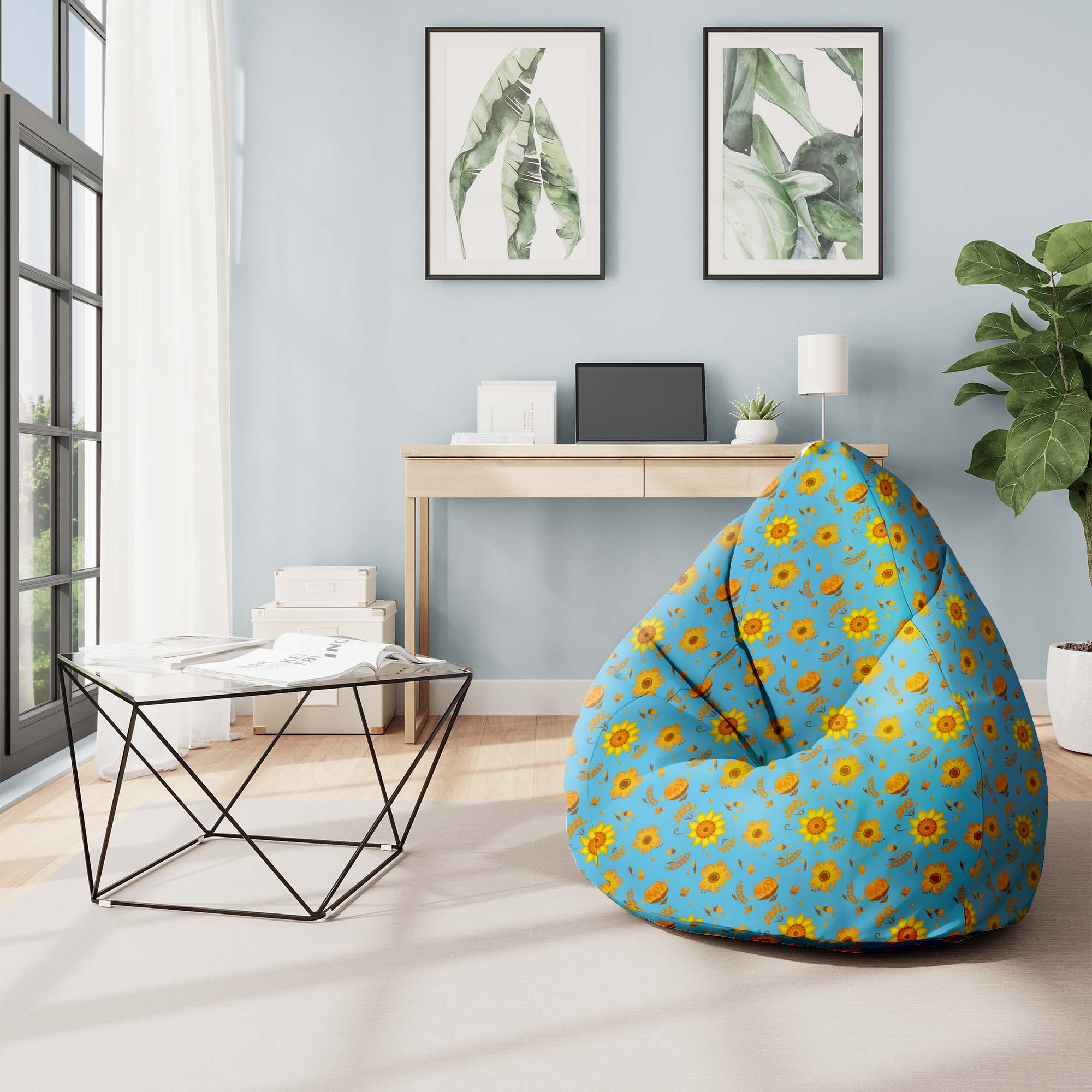 Puf Pearshape Blue Paradise-S-Oxford