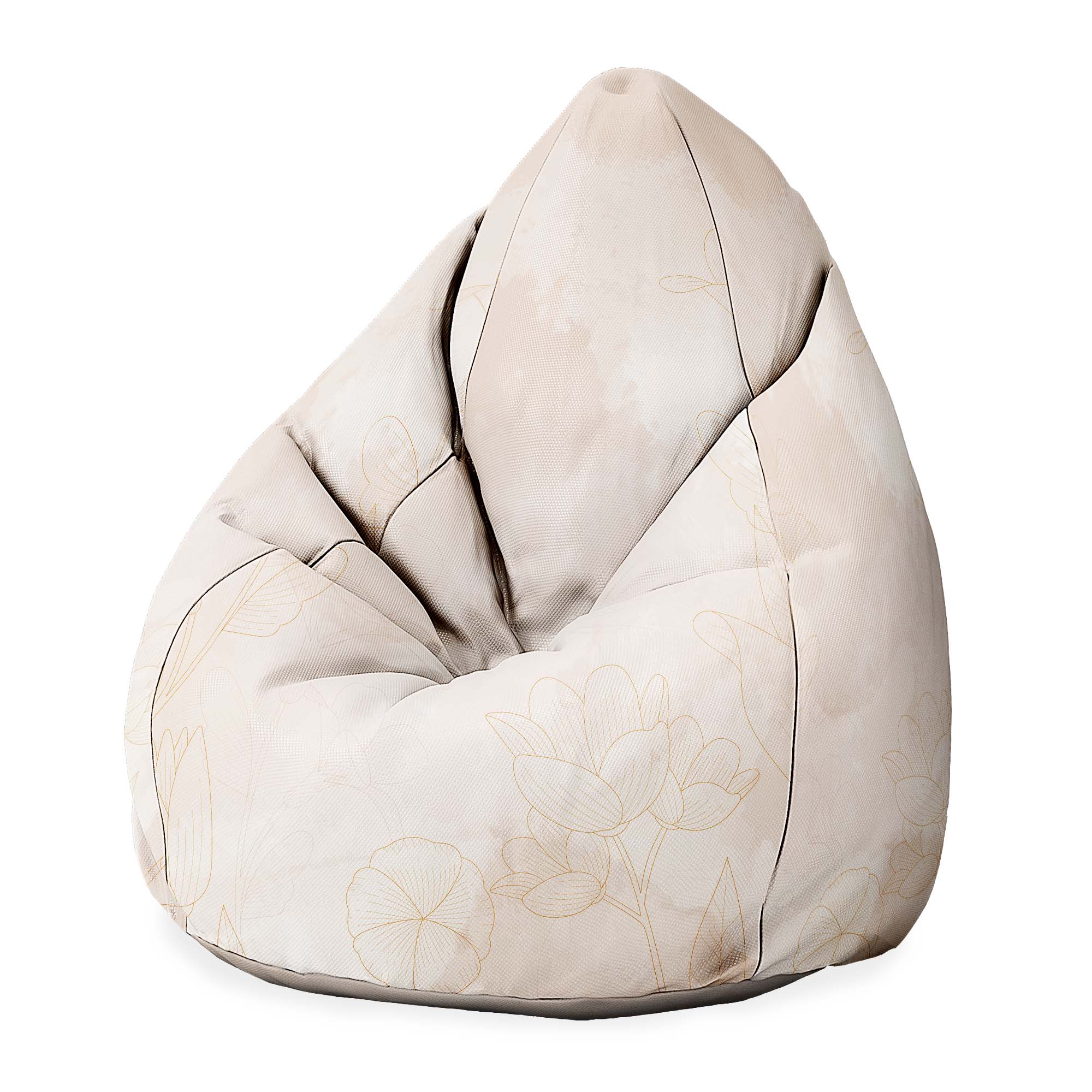 Puf Birnenform Beige Blumen