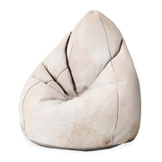 Sitzsack Birnenform Beige Blumen-Samt
