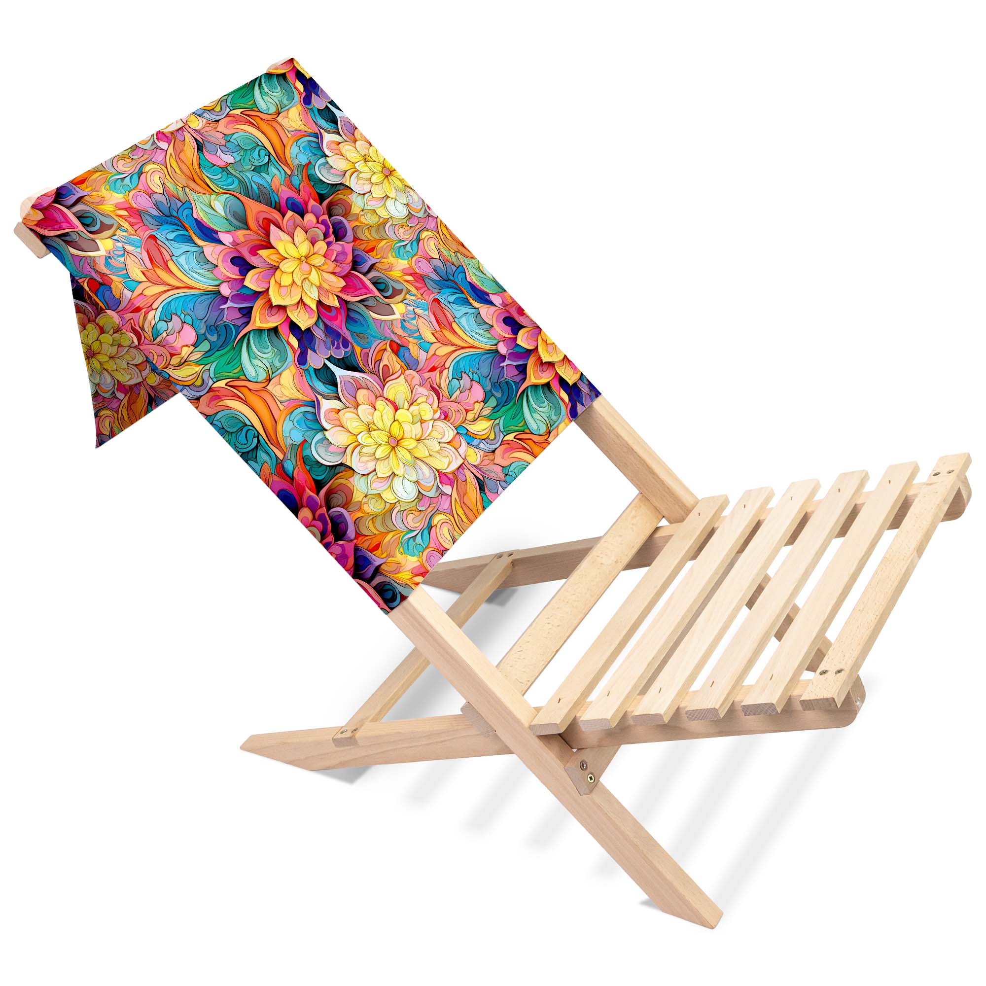 Klappbarer Strandstuhl Botanisches Blumenmuster mit Geometrie
