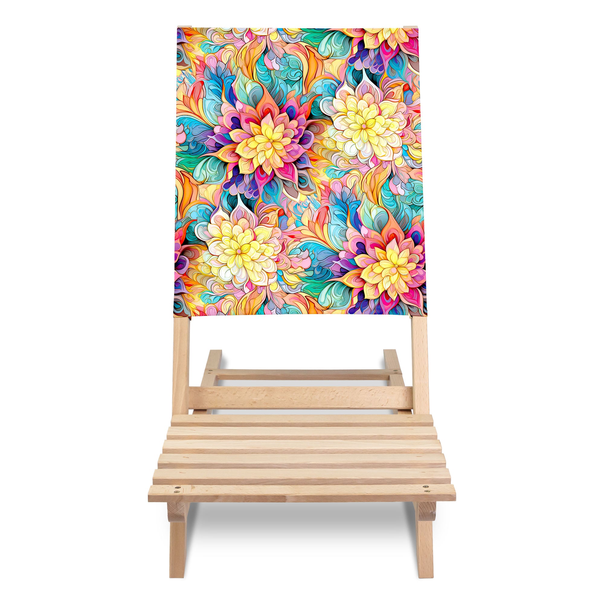 Klappbarer Strandstuhl Botanisches Blumenmuster mit Geometrie