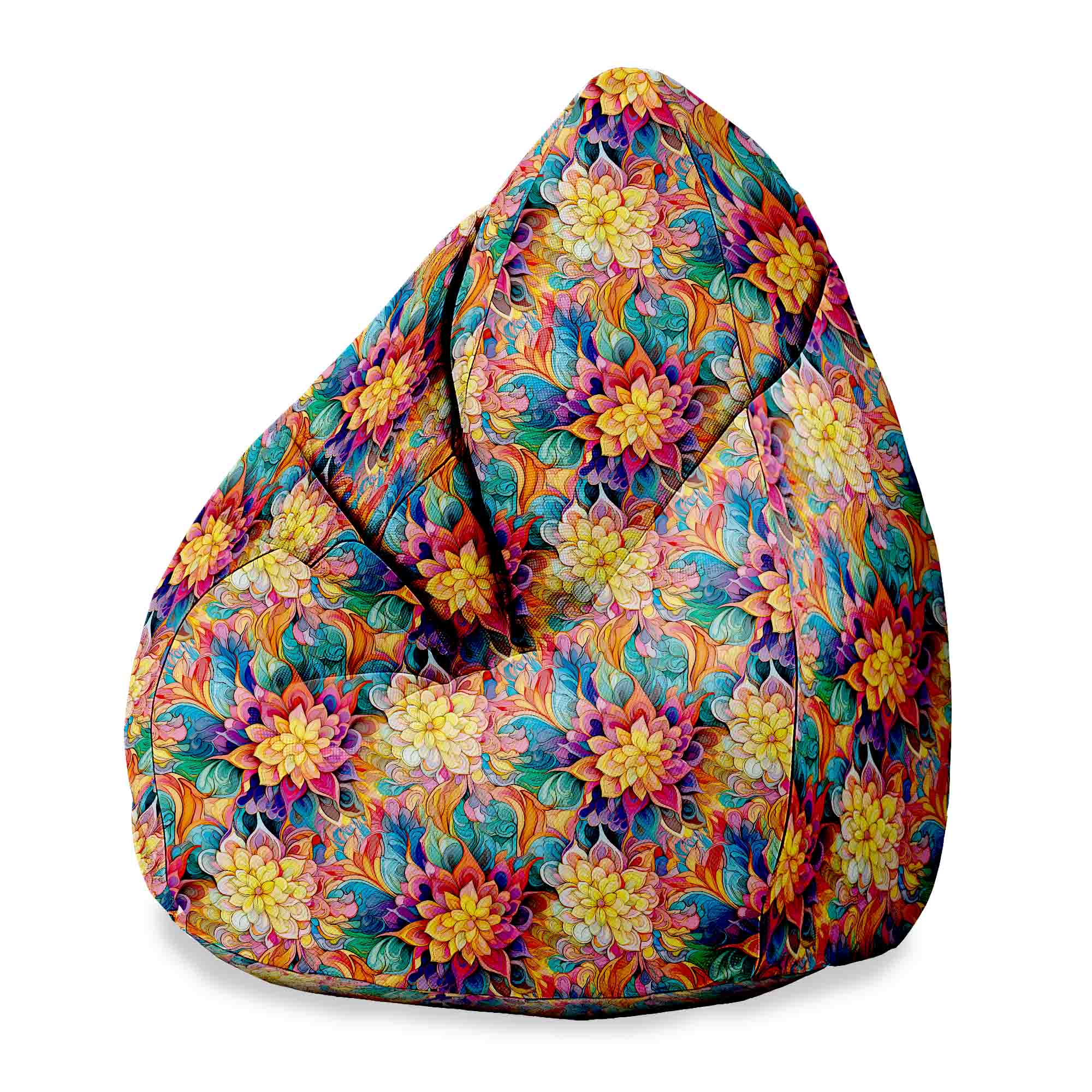 Puf Pearshape Botanical Floral Geometric Pattern