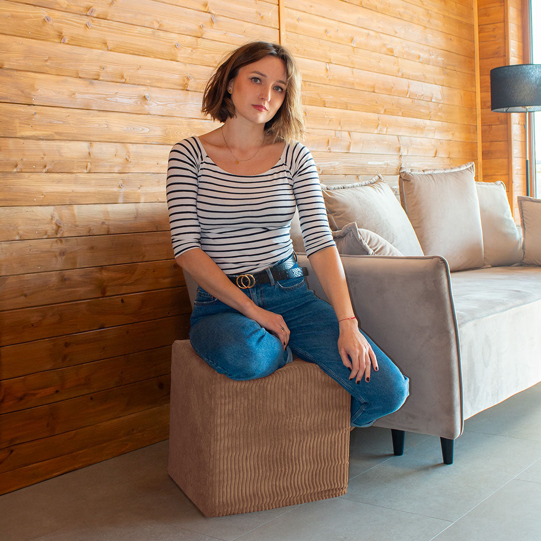Sitzpouf Qubik Braunbär-50x50 CM