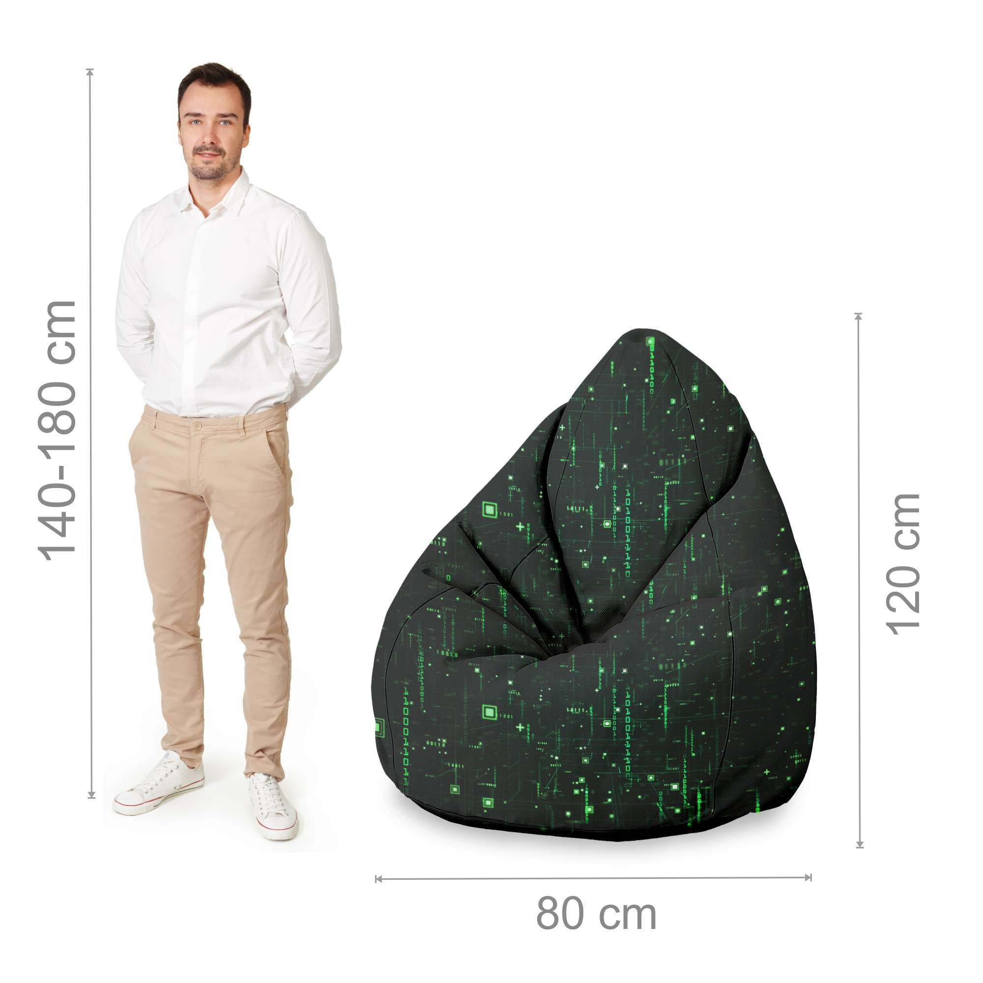 Pearshape Pouf Green Flowers-Oxford