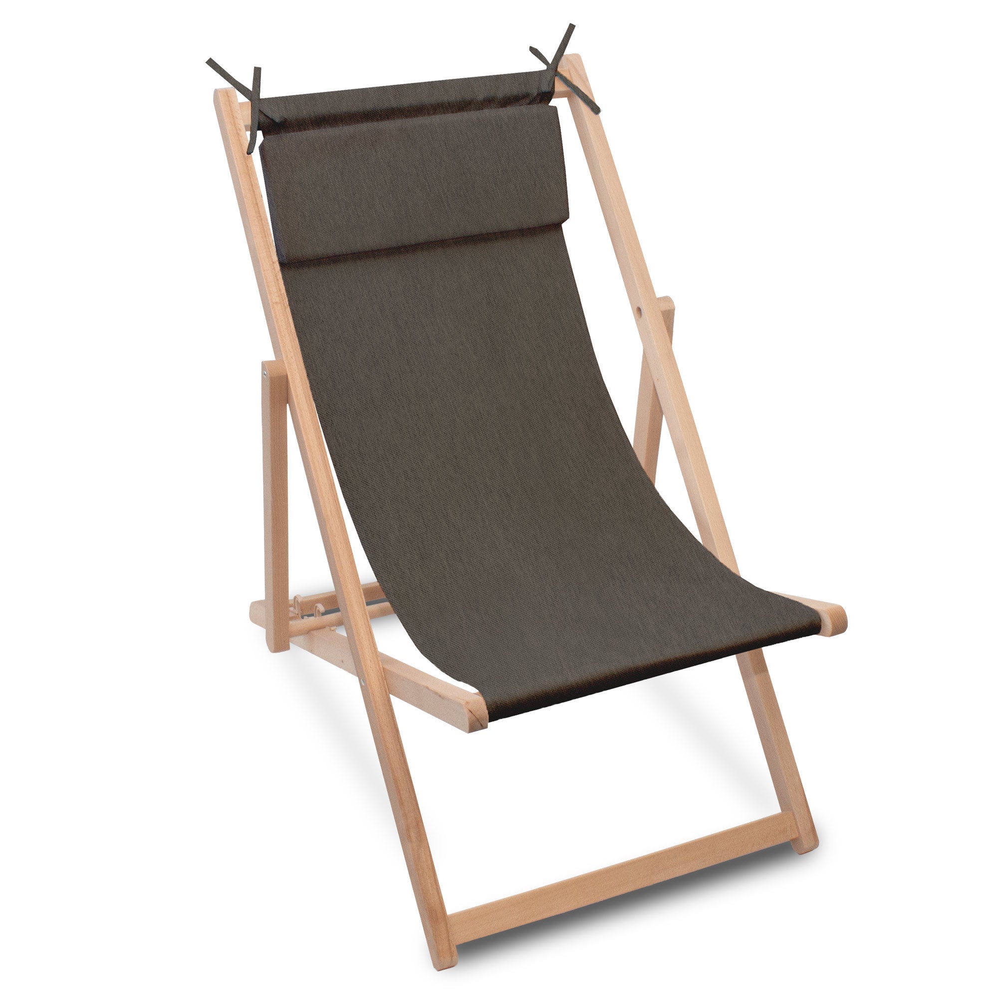 Holzliegestuhl mit Kissen Jeans-Imitat Chocolate Truffle