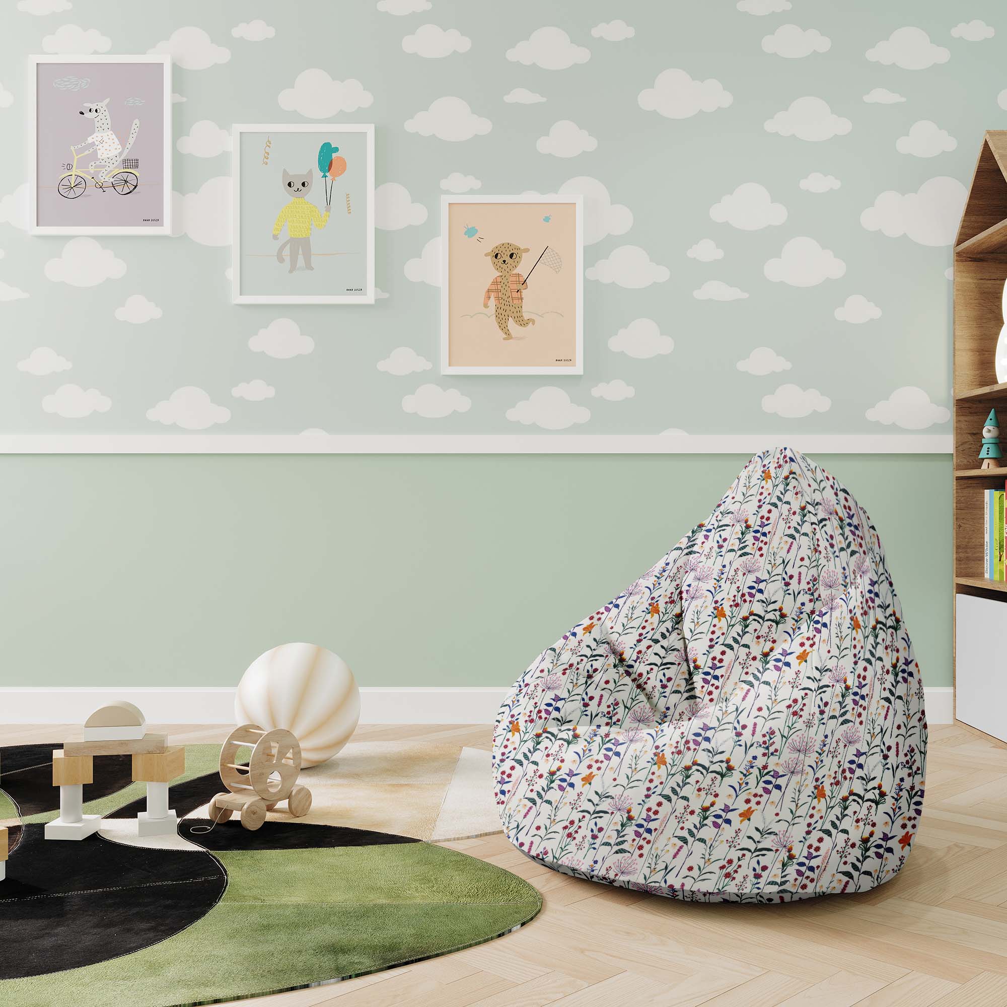 Puf Pearshape Color Meadow-S-Oxford