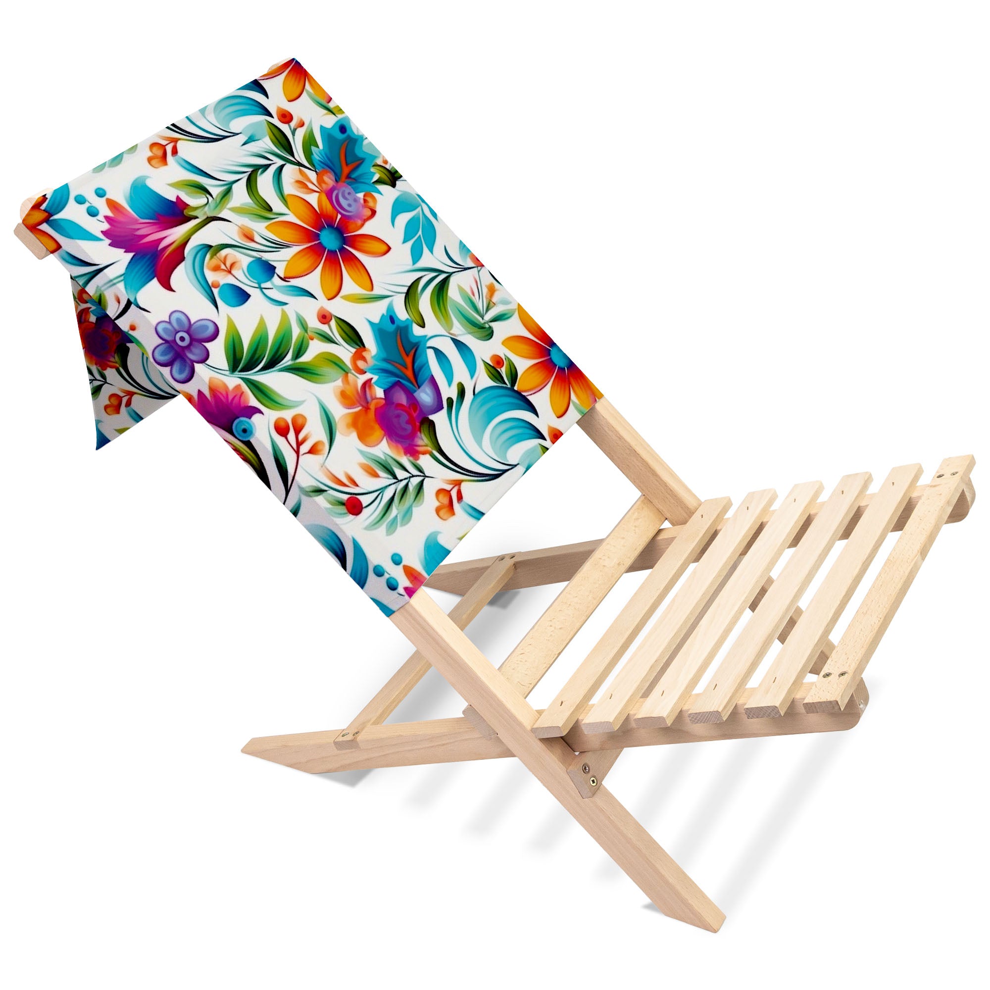 Klappbarer Strandstuhl Buntes Blumenmuster