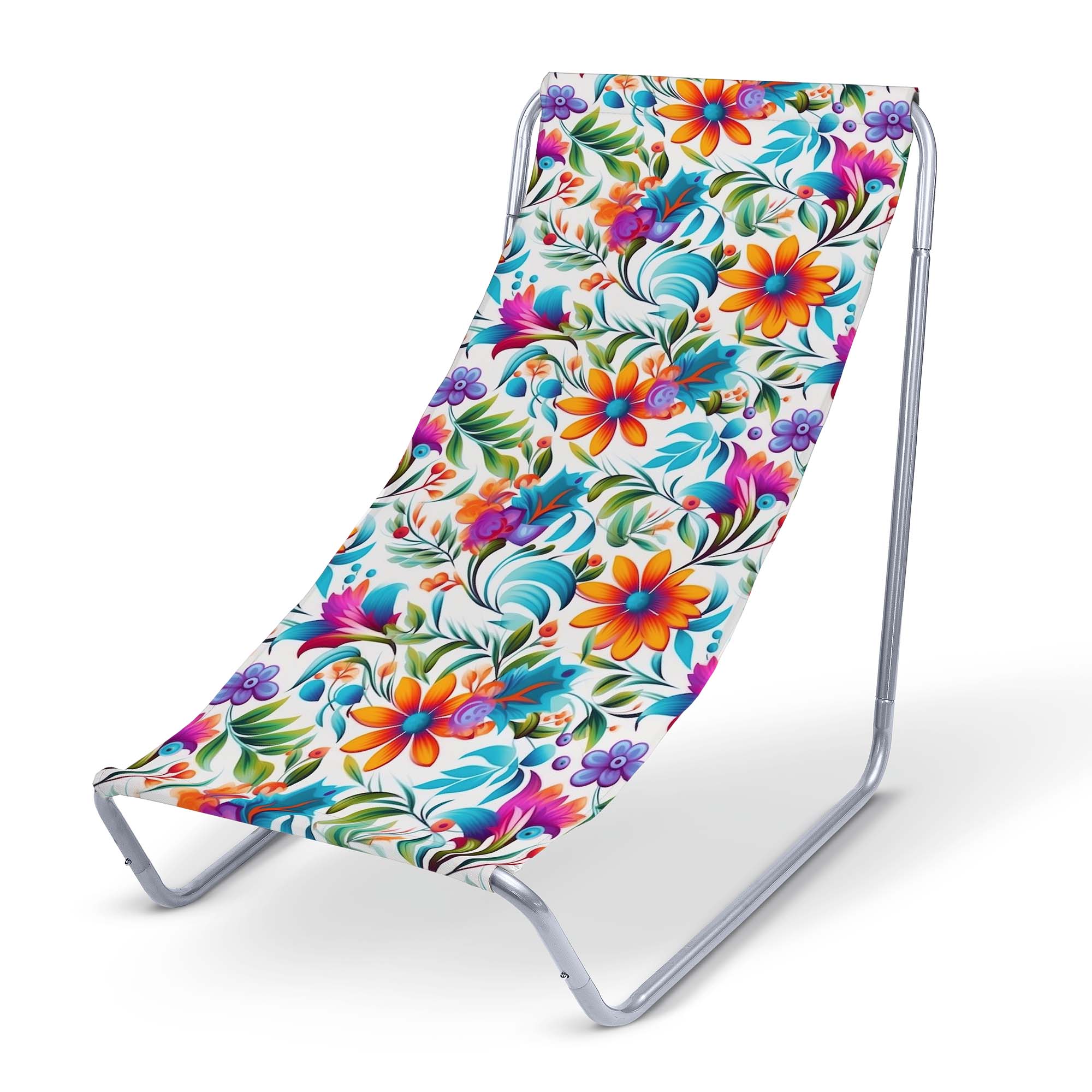 Metallliegestuhl Buntes Blumenmuster
