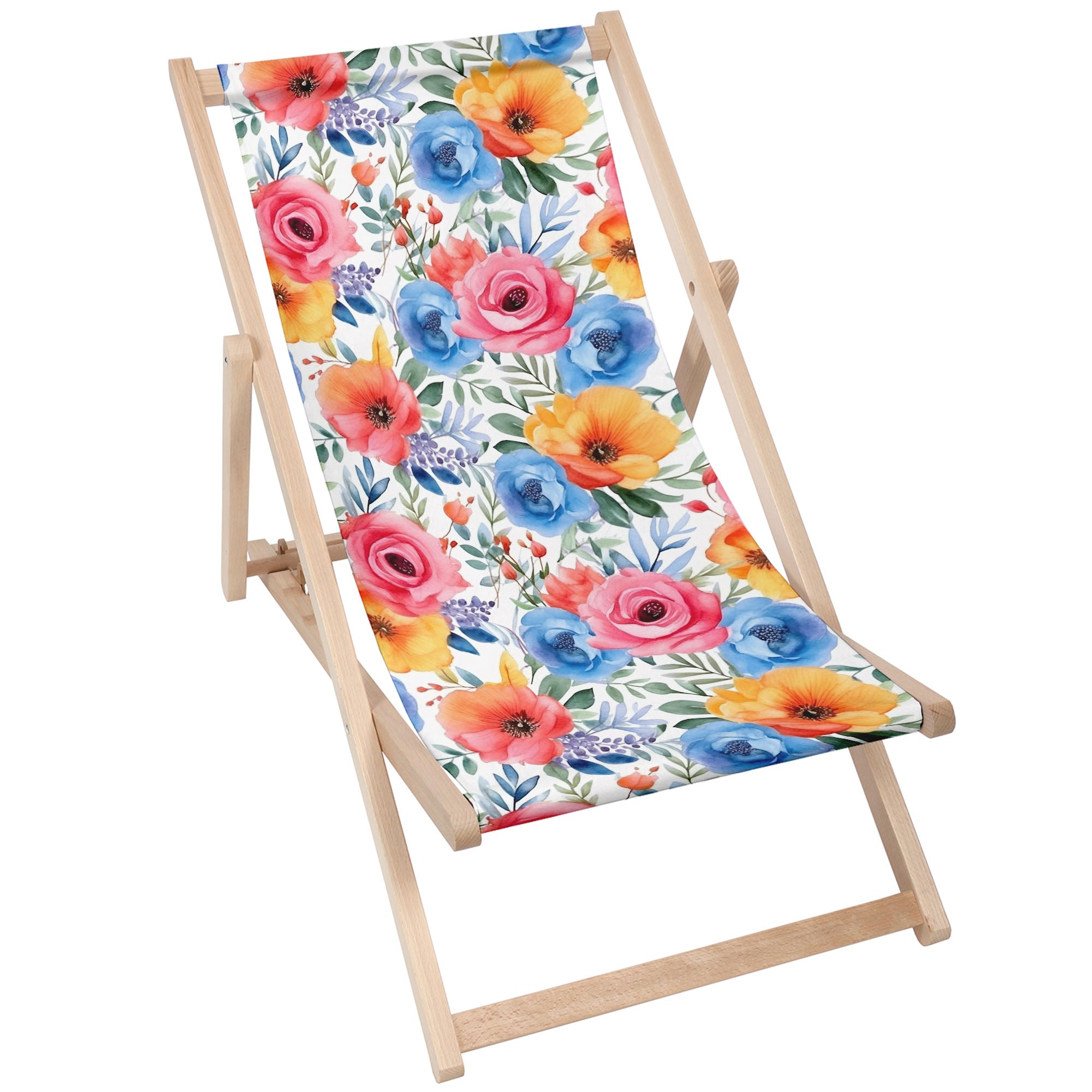 Holzliegestuhl Colorful Flowers-S