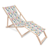 Holzliegestuhl mit Fußstütze Bunte Wildblumen