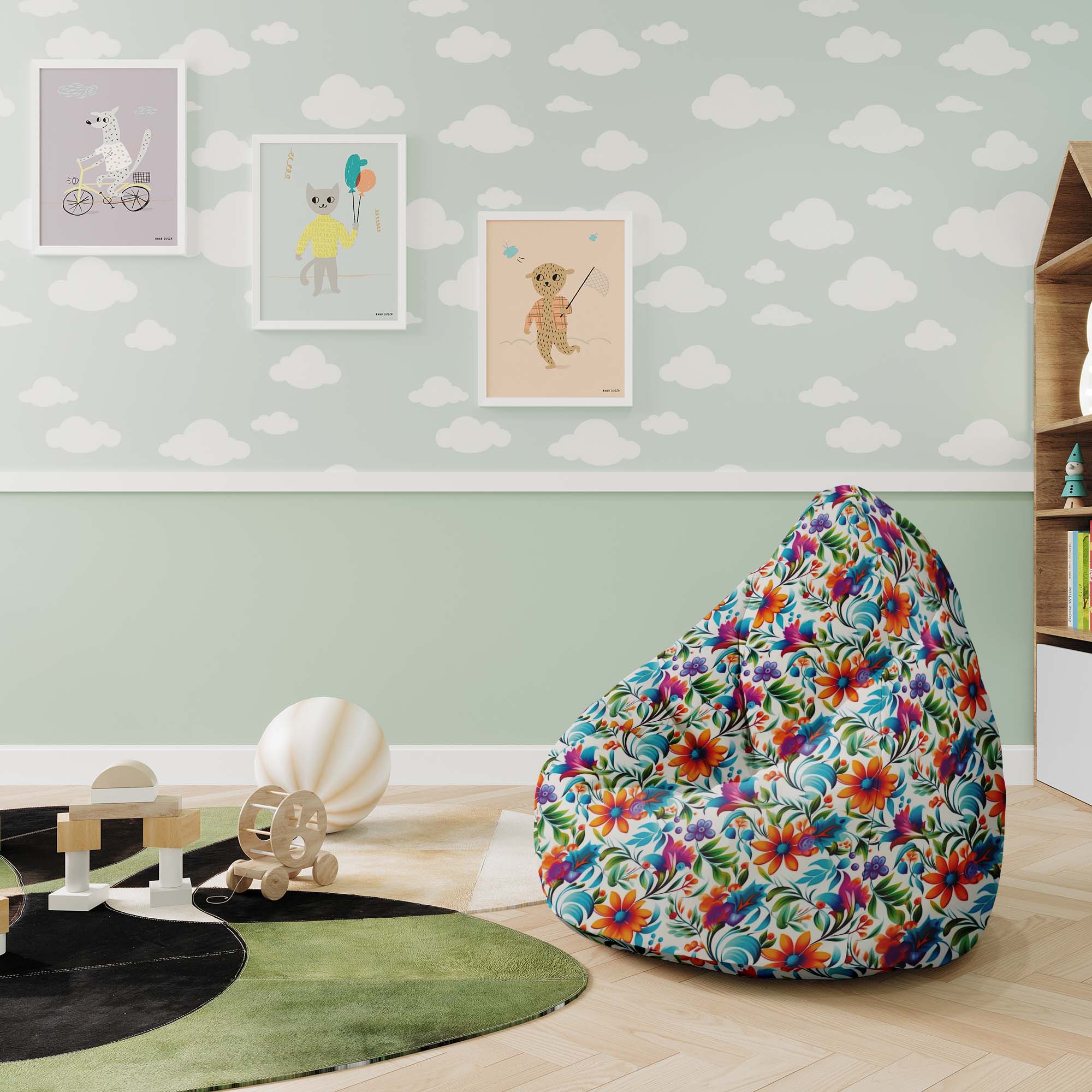 Sitzsack Pearshape Buntes Blumenmuster