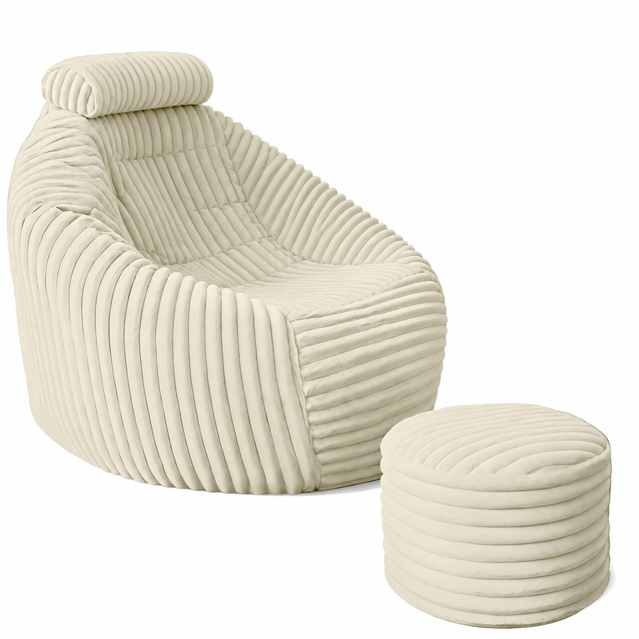 Paradise Sitzsack mit Fußhocker White Dove-M